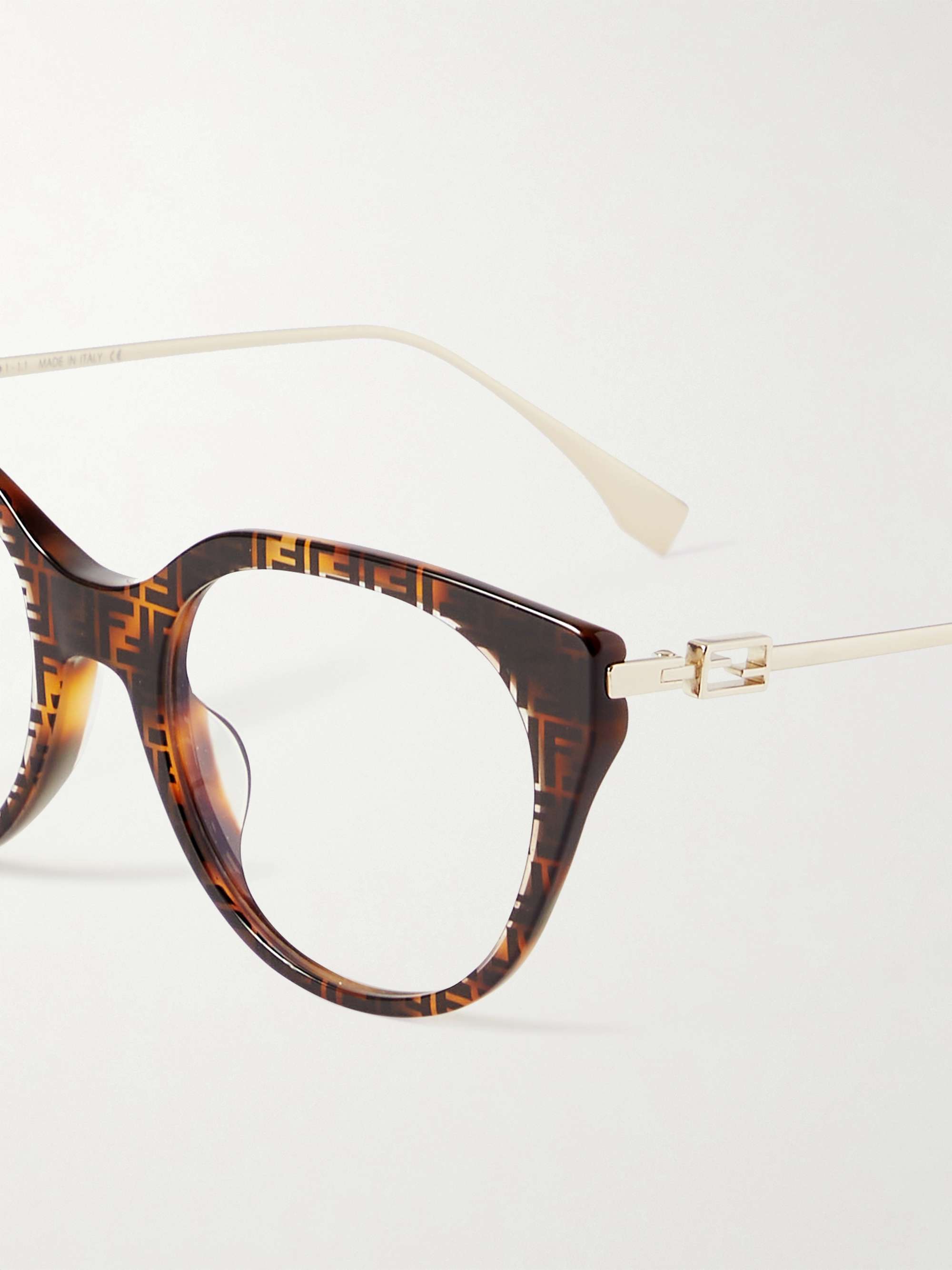 FENDI EYEWEAR Oversized cat-eye tortoiseshell acetate and gold-tone optical glasses
