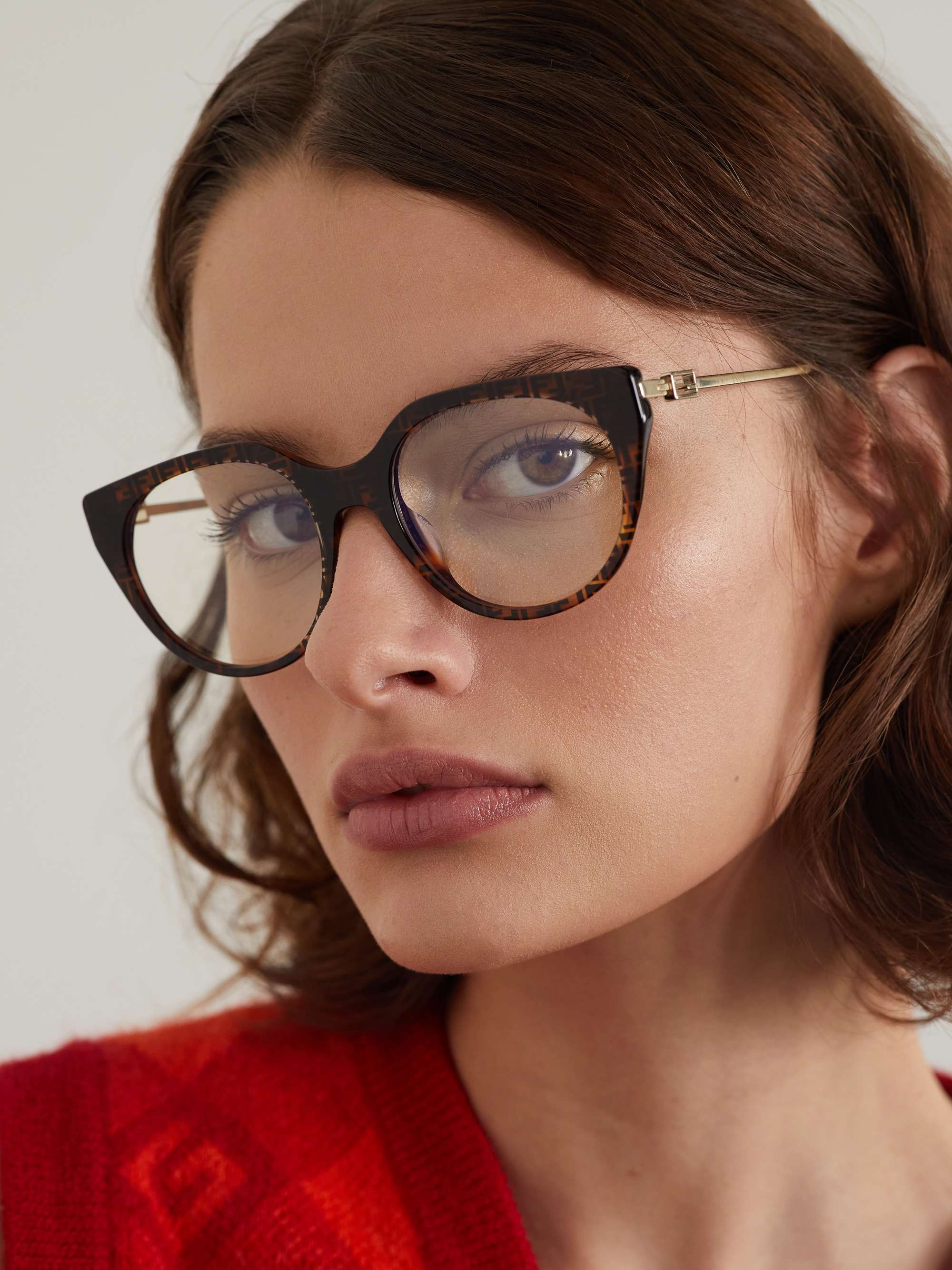 Black D-frame acetate glasses, Fendi Eyewear