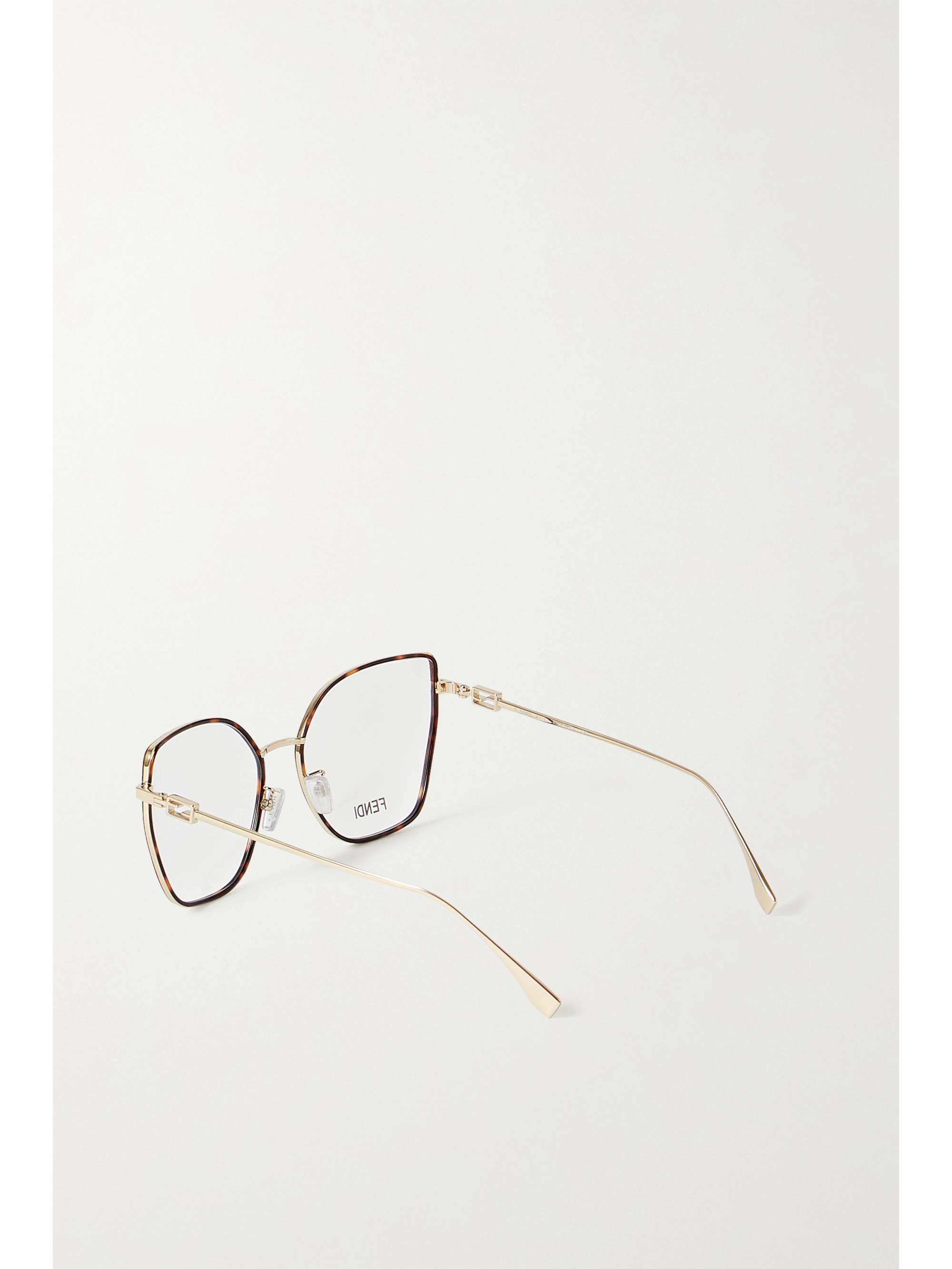 FENDI EYEWEAR D-frame tortoiseshell-acetate and gold-tone optical glasses