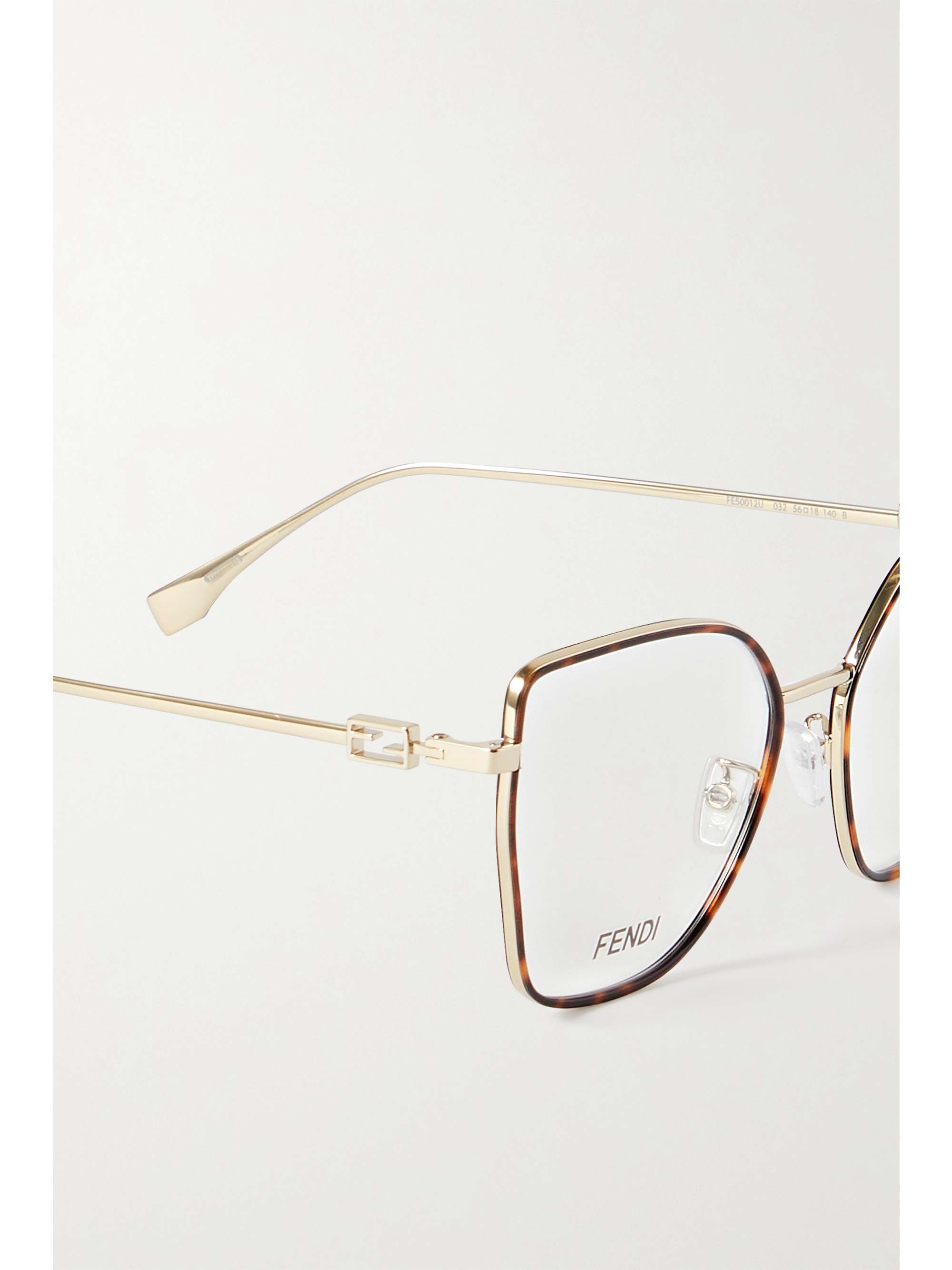 FENDI EYEWEAR D-frame tortoiseshell-acetate and gold-tone optical glasses