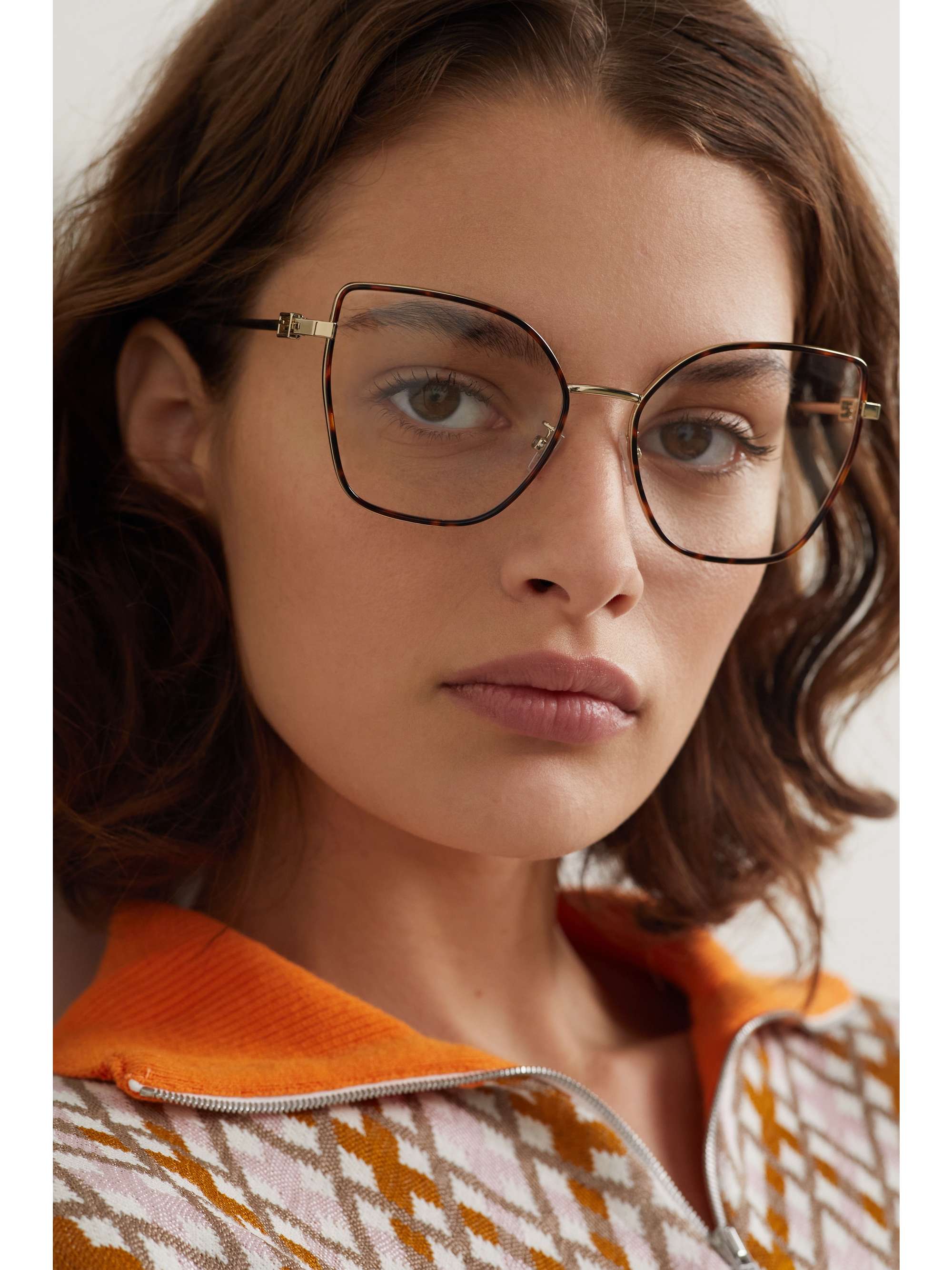FENDI EYEWEAR D-frame tortoiseshell-acetate and gold-tone optical glasses