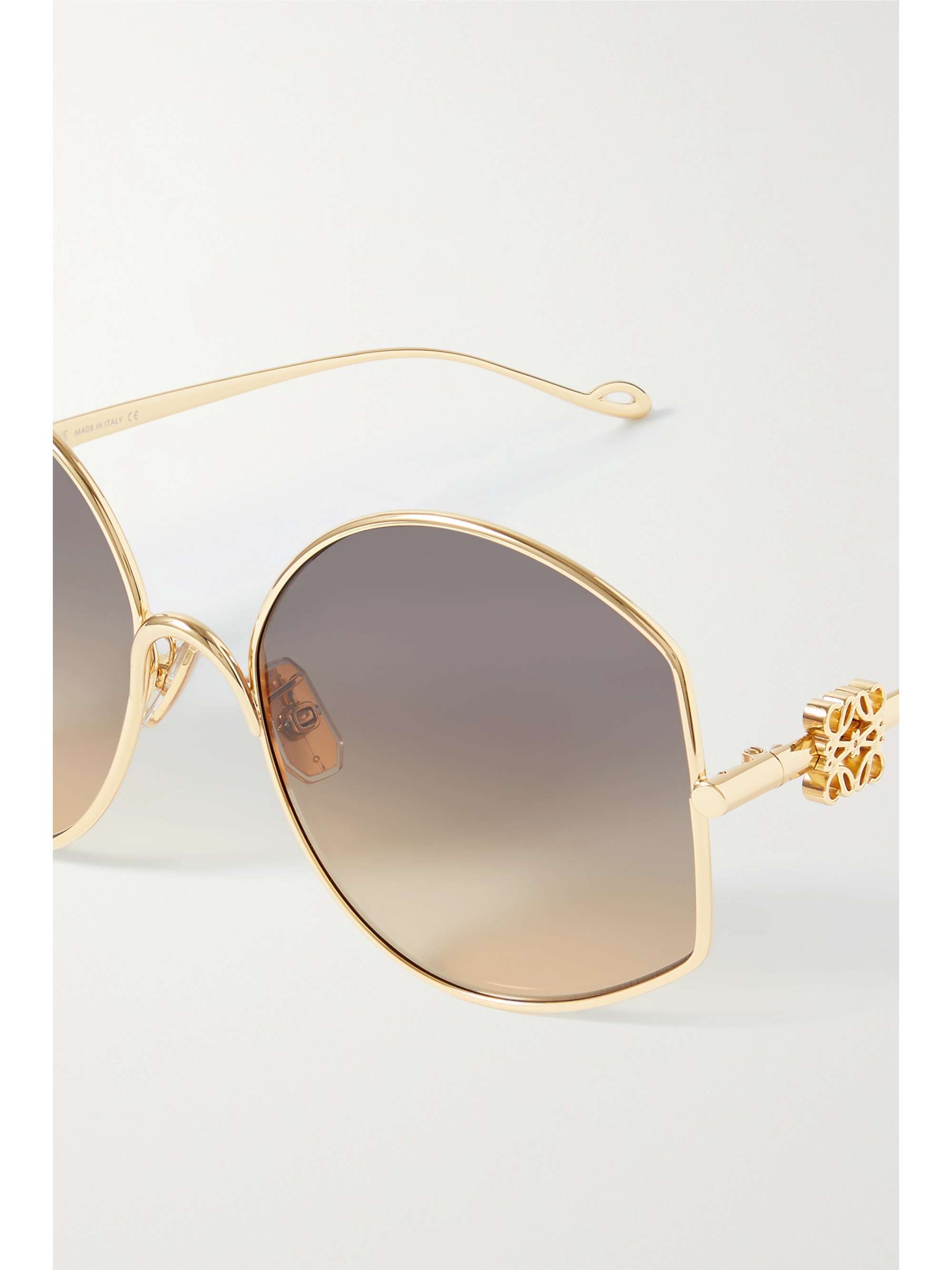 LOEWE EYEWEAR Oversized round-frame gold-tone sunglasses