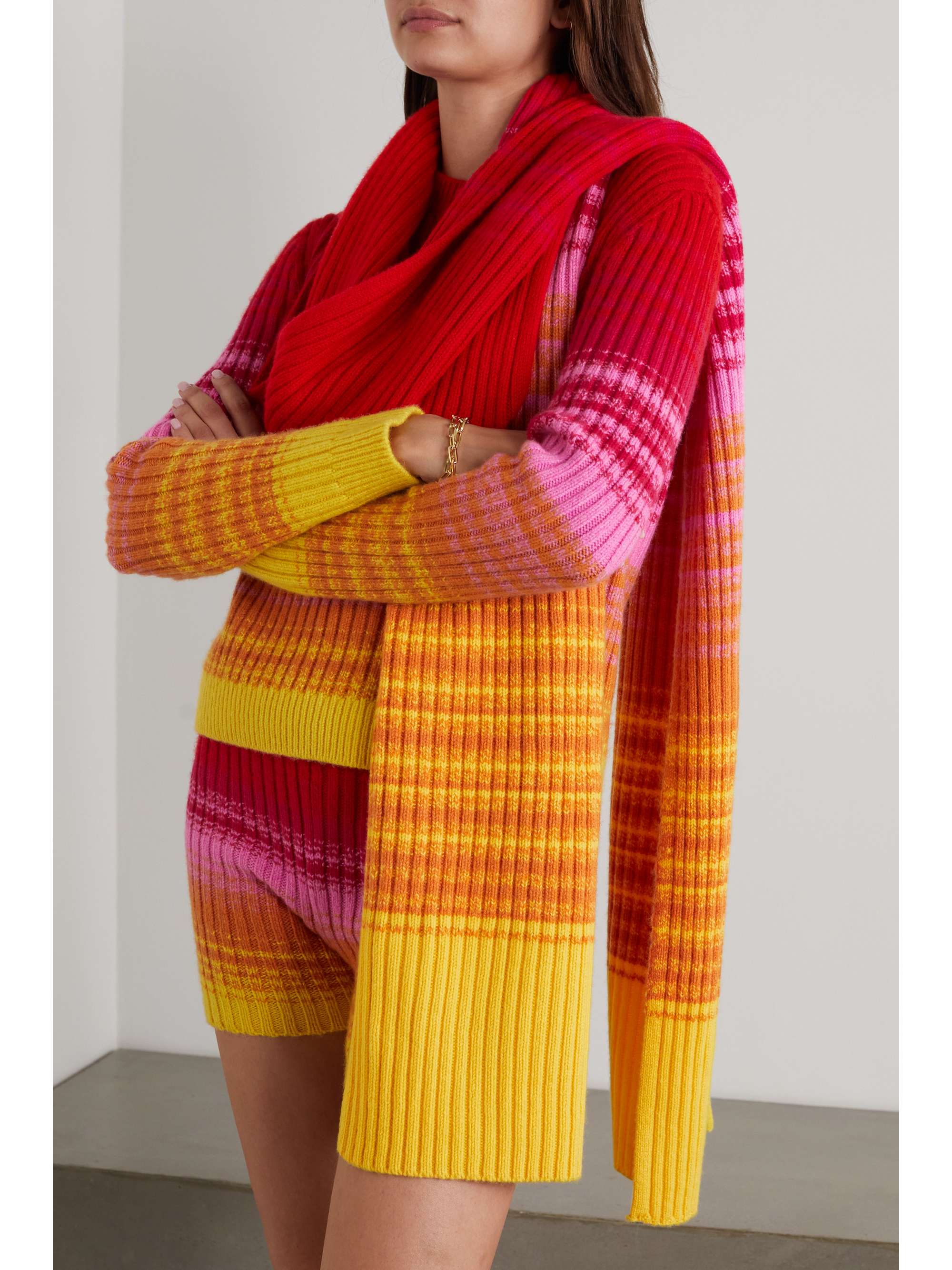 THE ELDER STATESMAN Striped cashmere scarf
