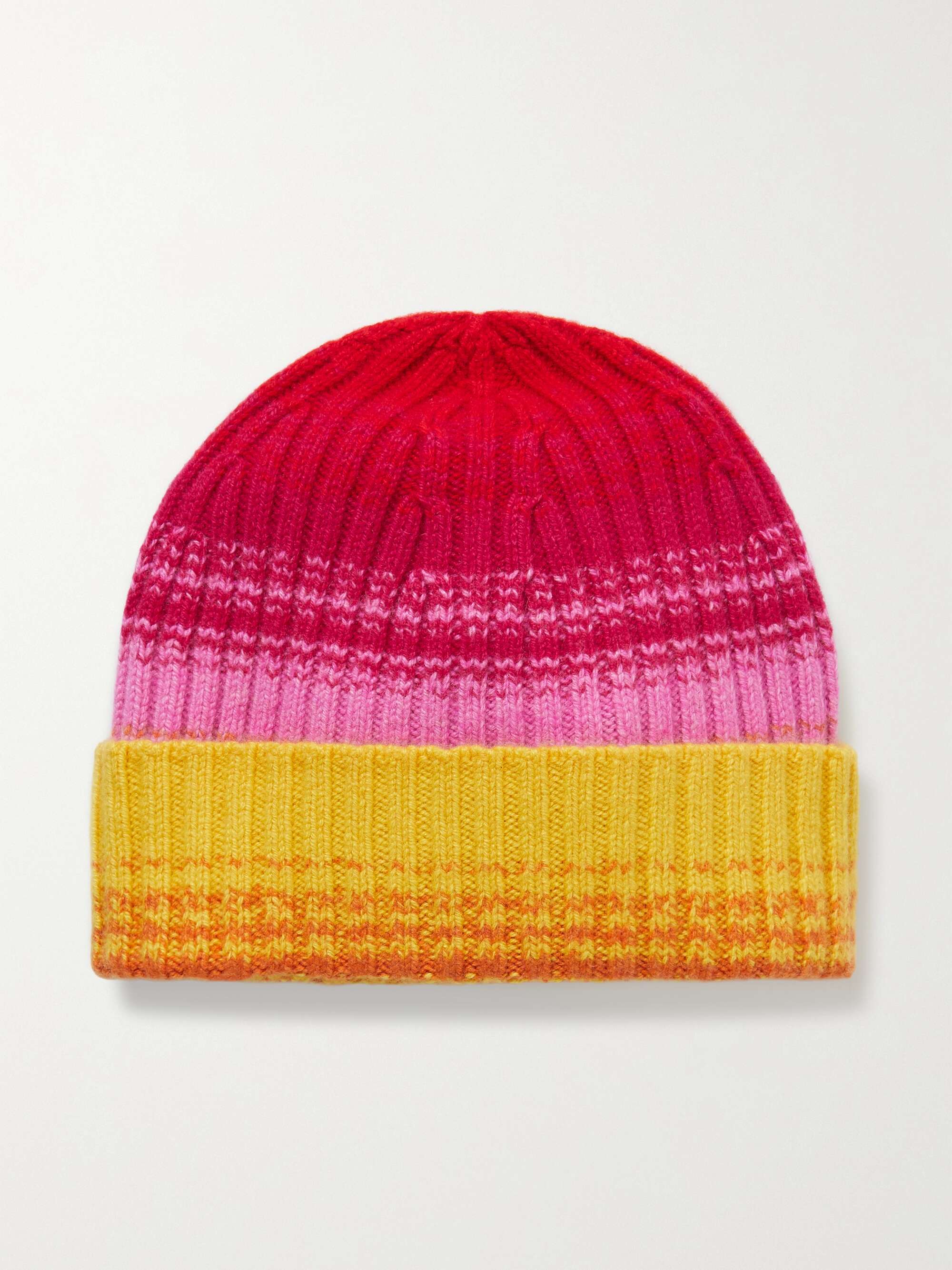 The Elder Statesman - Morphe Ribbed Striped Cashmere Beanie - Pink - One Size - Net A Porter