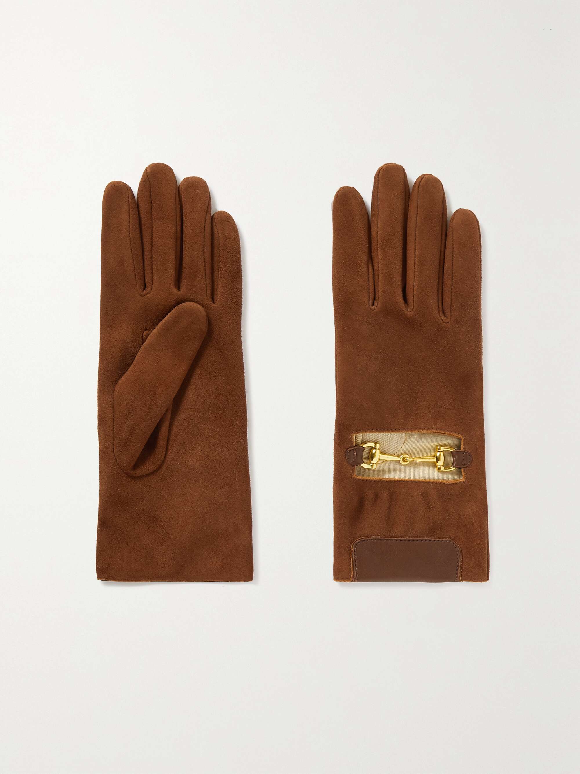 orange suede gloves