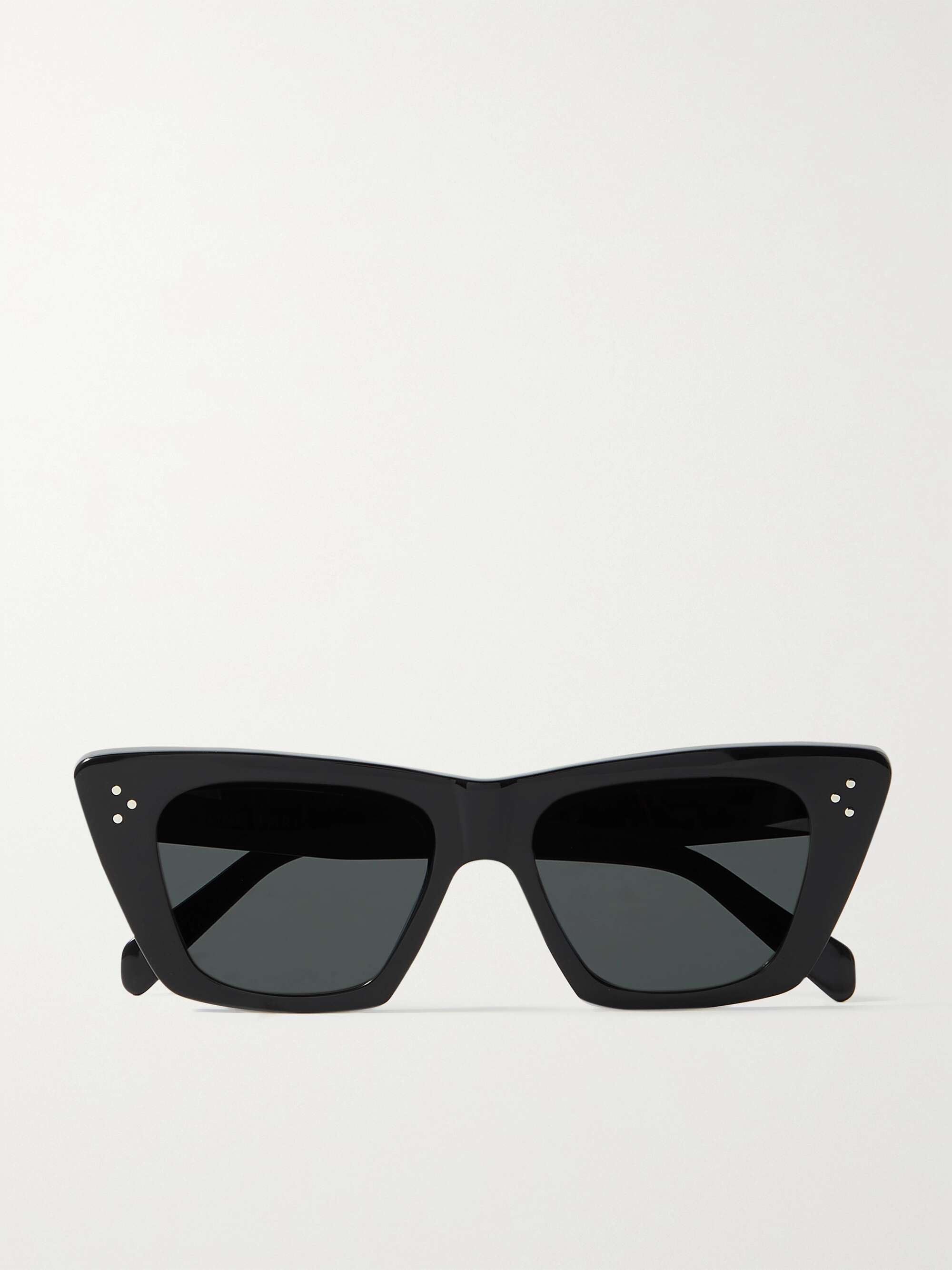 Cat-eye frame sunglasses in shiny black acetate