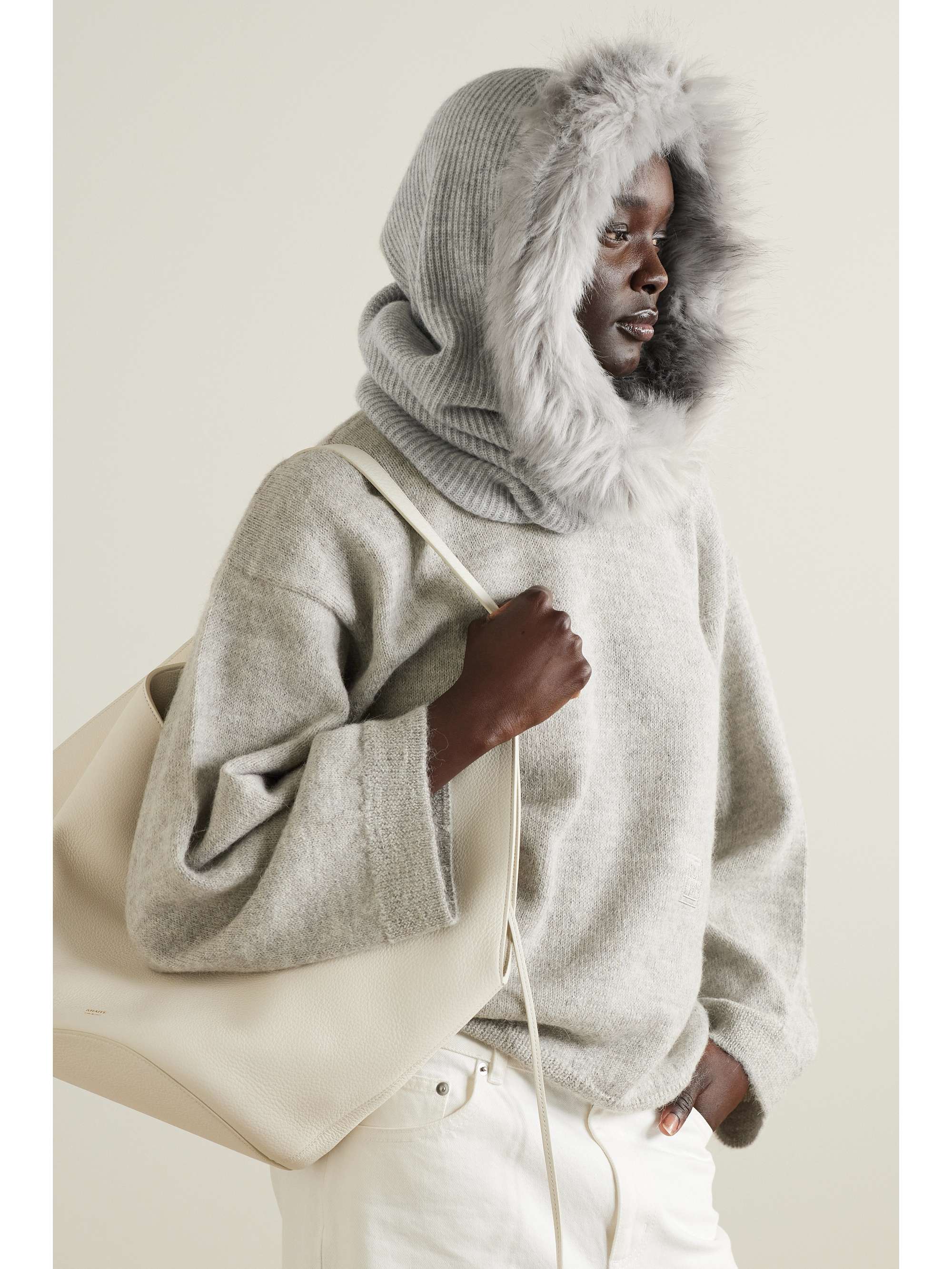 EUGENIA KIM Paulina faux fur-trimmed ribbed cashmere snood