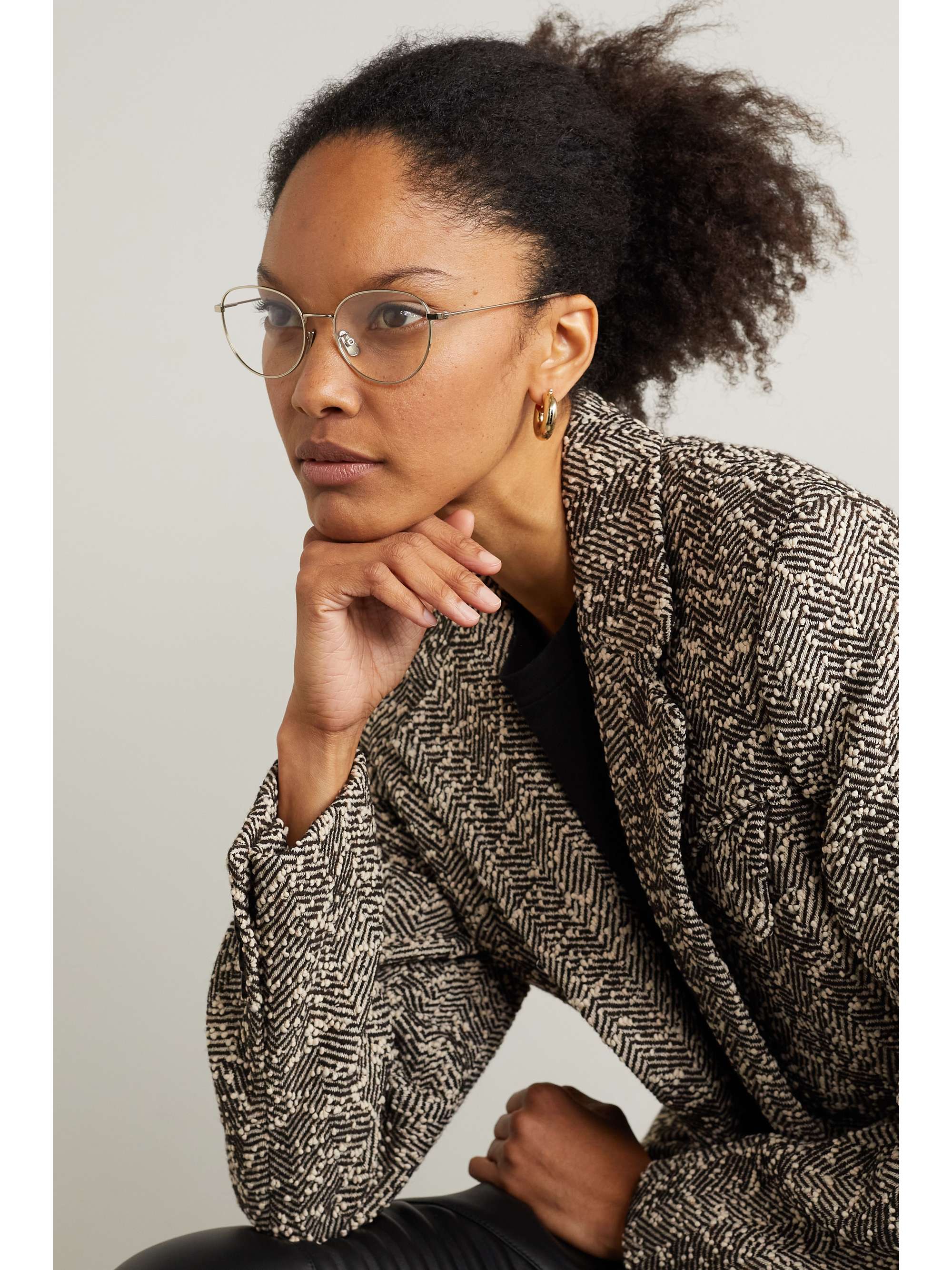 CELINE EYEWEAR Round-frame gold-tone optical glasses