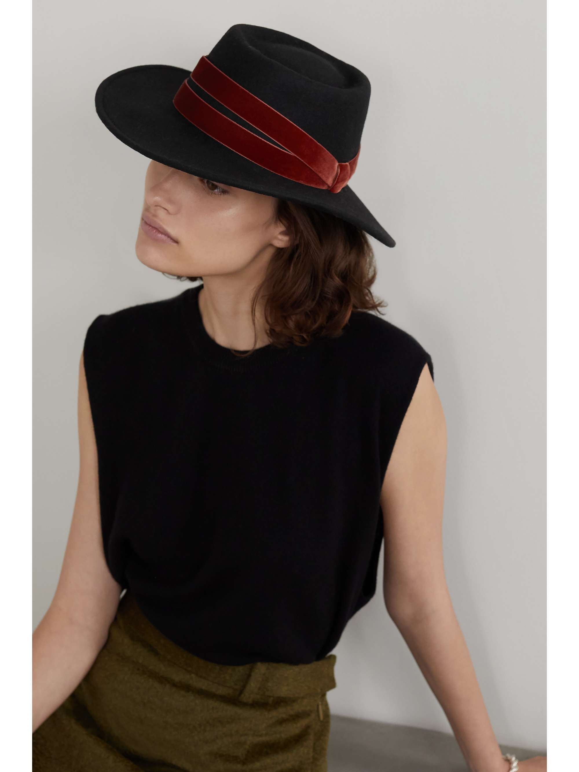 NET SUSTAIN Noelle velvet-trimmed wool 
