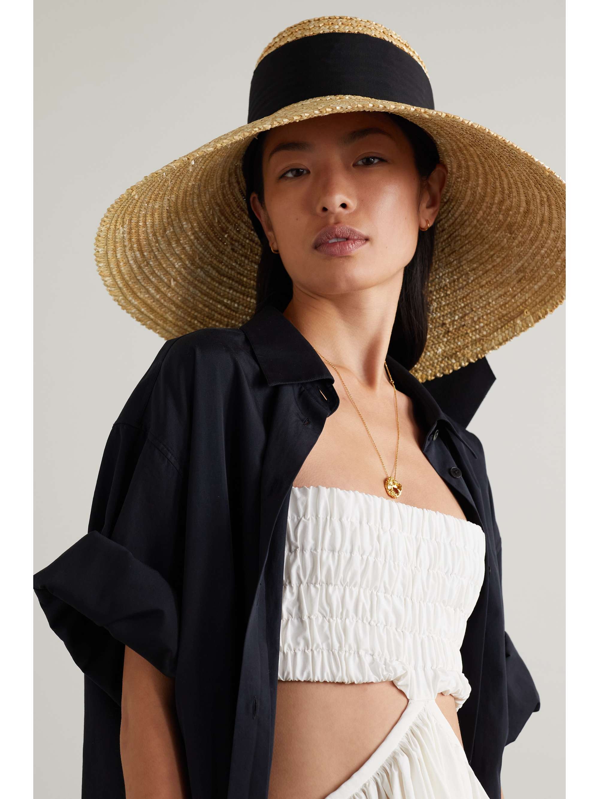 EUGENIA KIM Mirabel grosgrain-trimmed straw sunhat