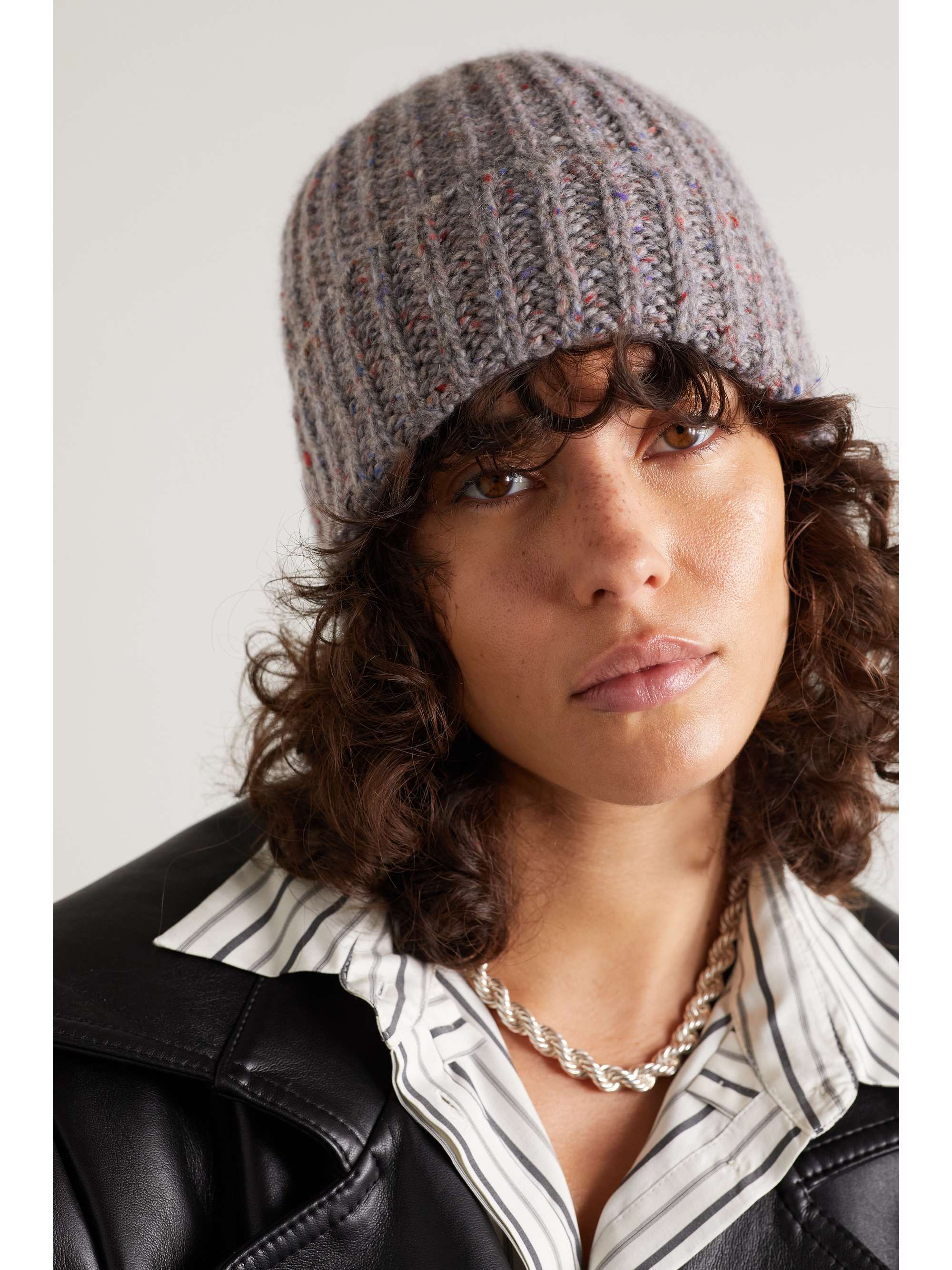 JOHNSTONS OF ELGIN Ribbed Donegal cashmere beanie