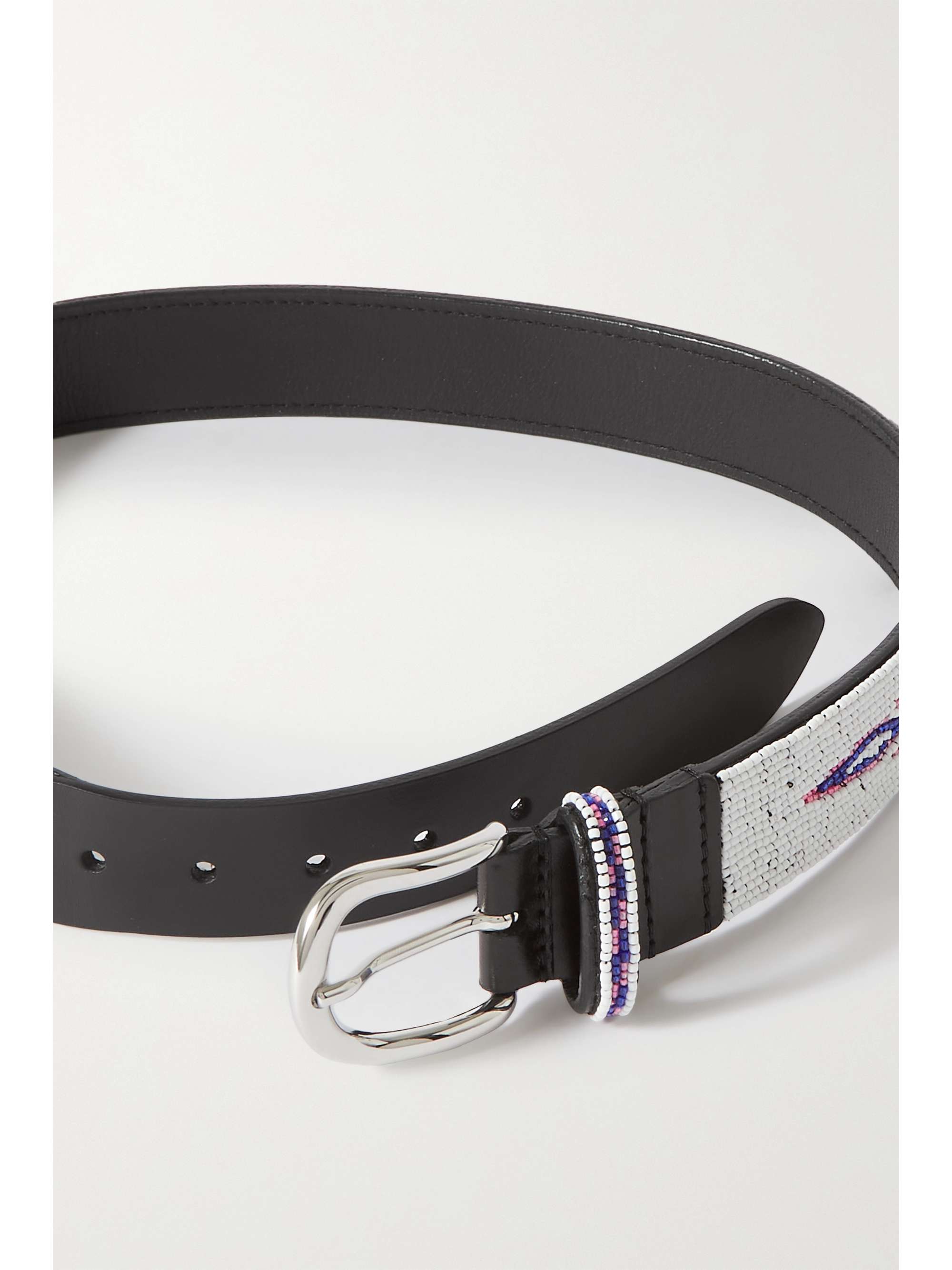 Black Kalibo beaded leather waist belt 