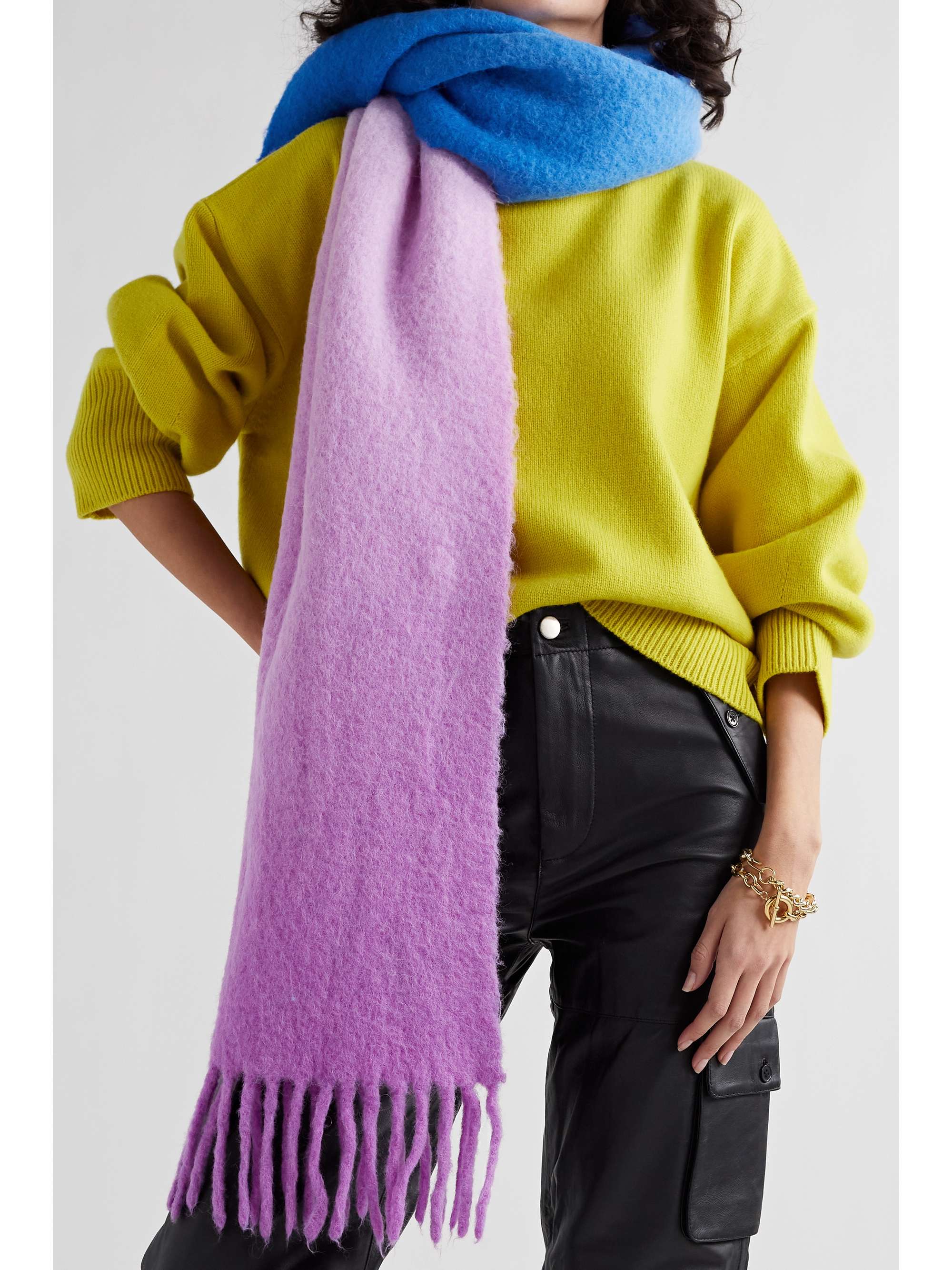 ISABEL MARANT Firna fringed ombré alpaca-blend scarf