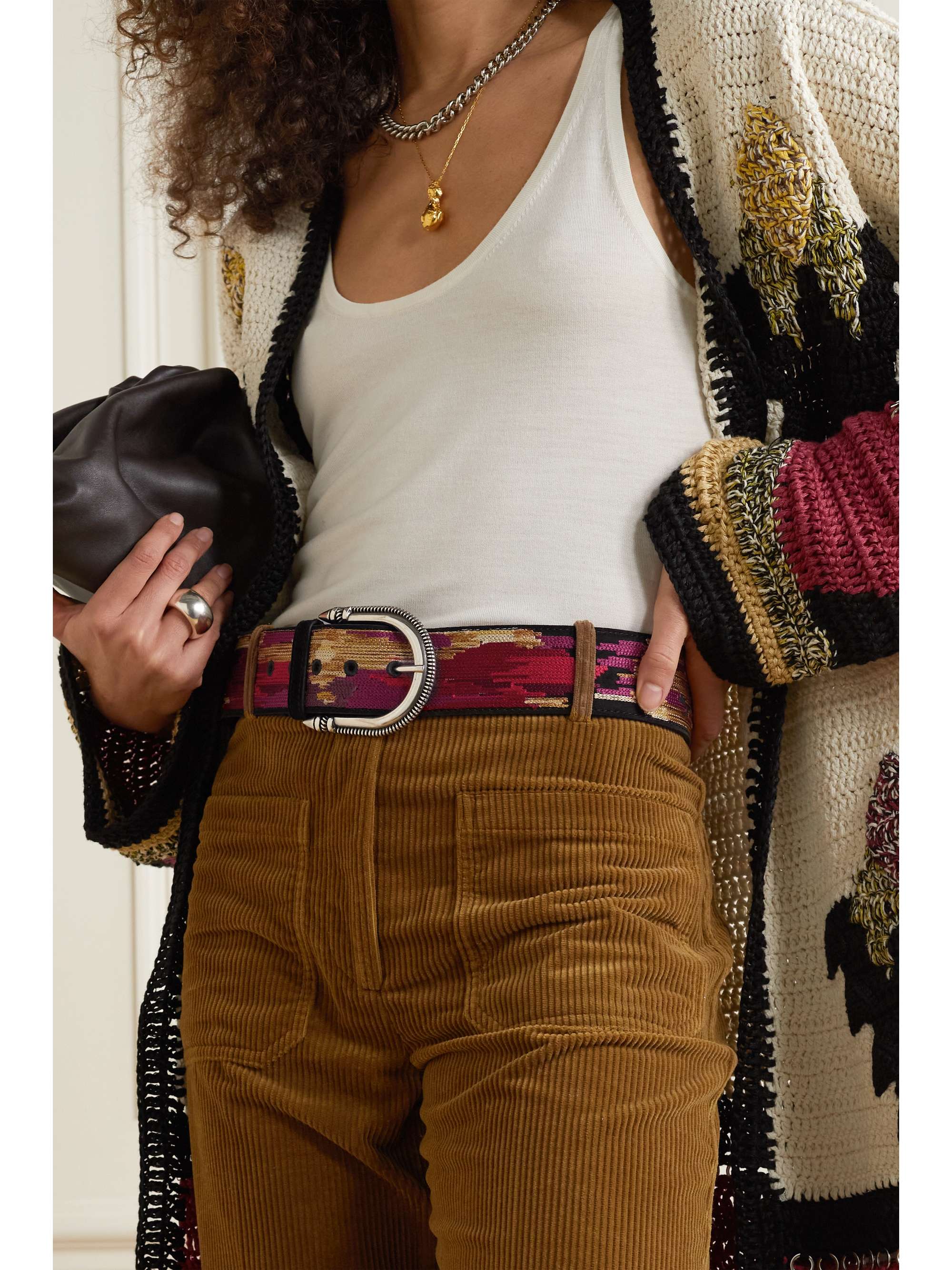 ETRO Embroidered suede belt