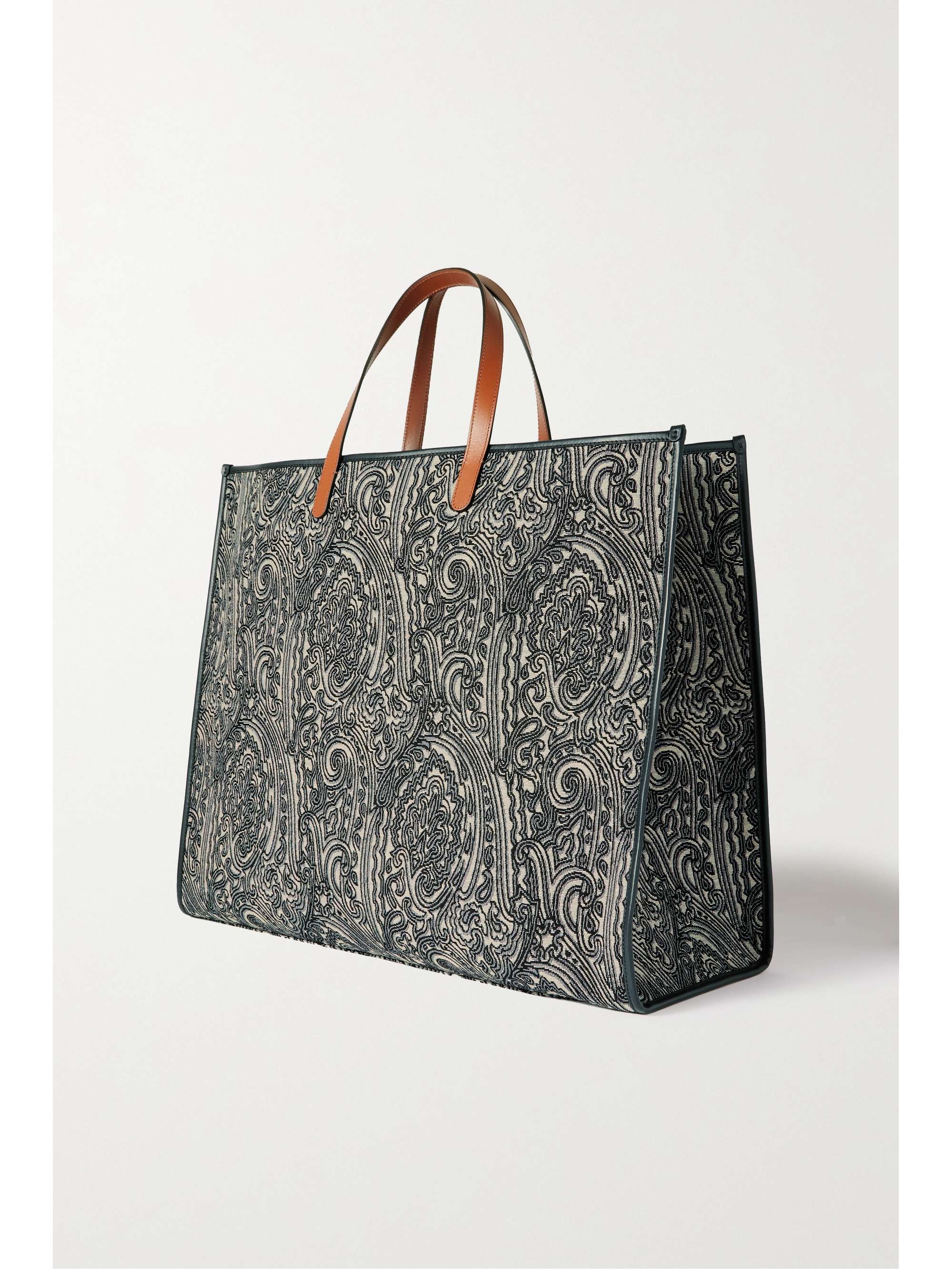 ETRO Leathertrimmed canvasjacquard tote NETAPORTER