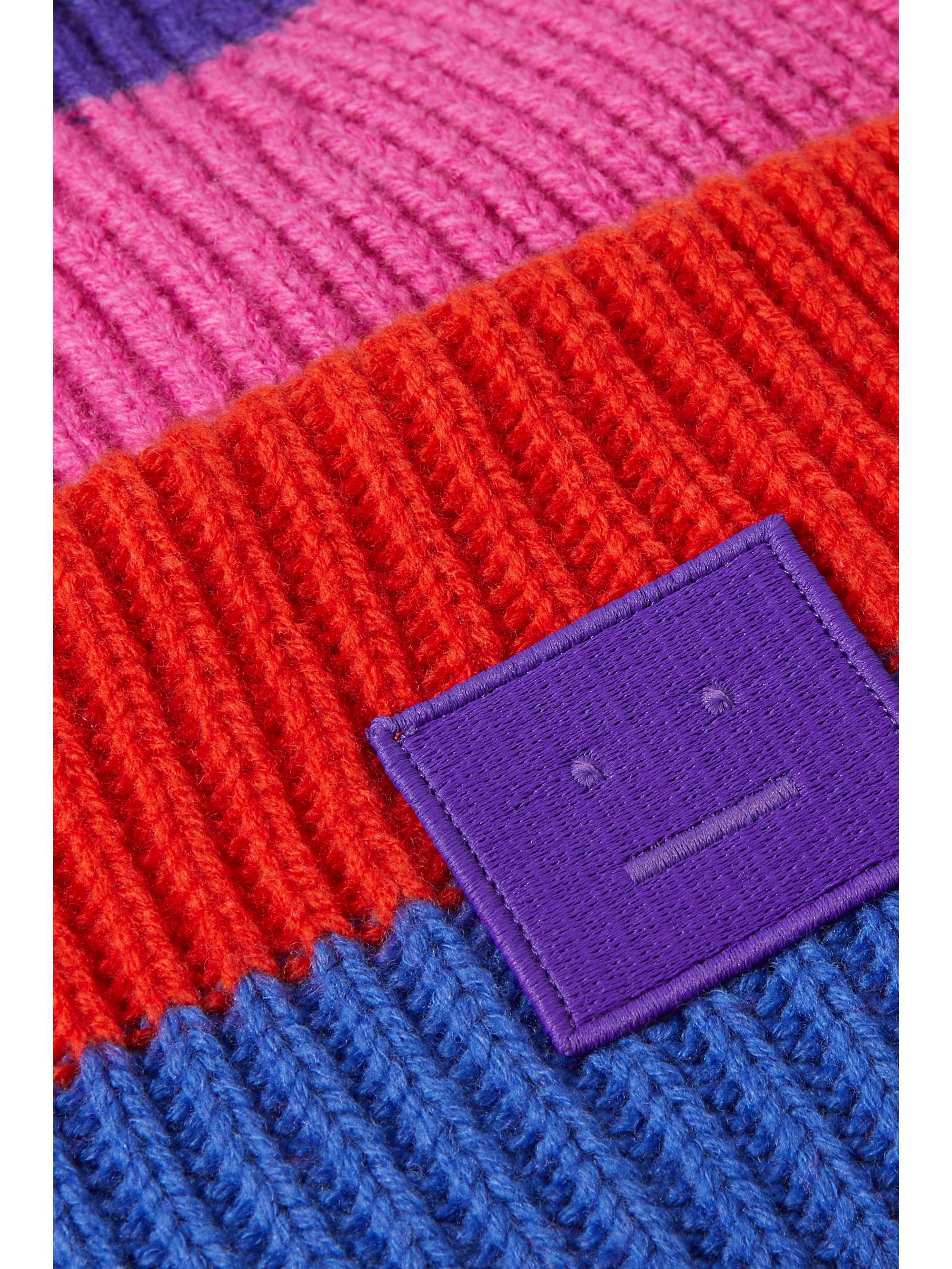 Pink Pansy appliquéd striped ribbed 