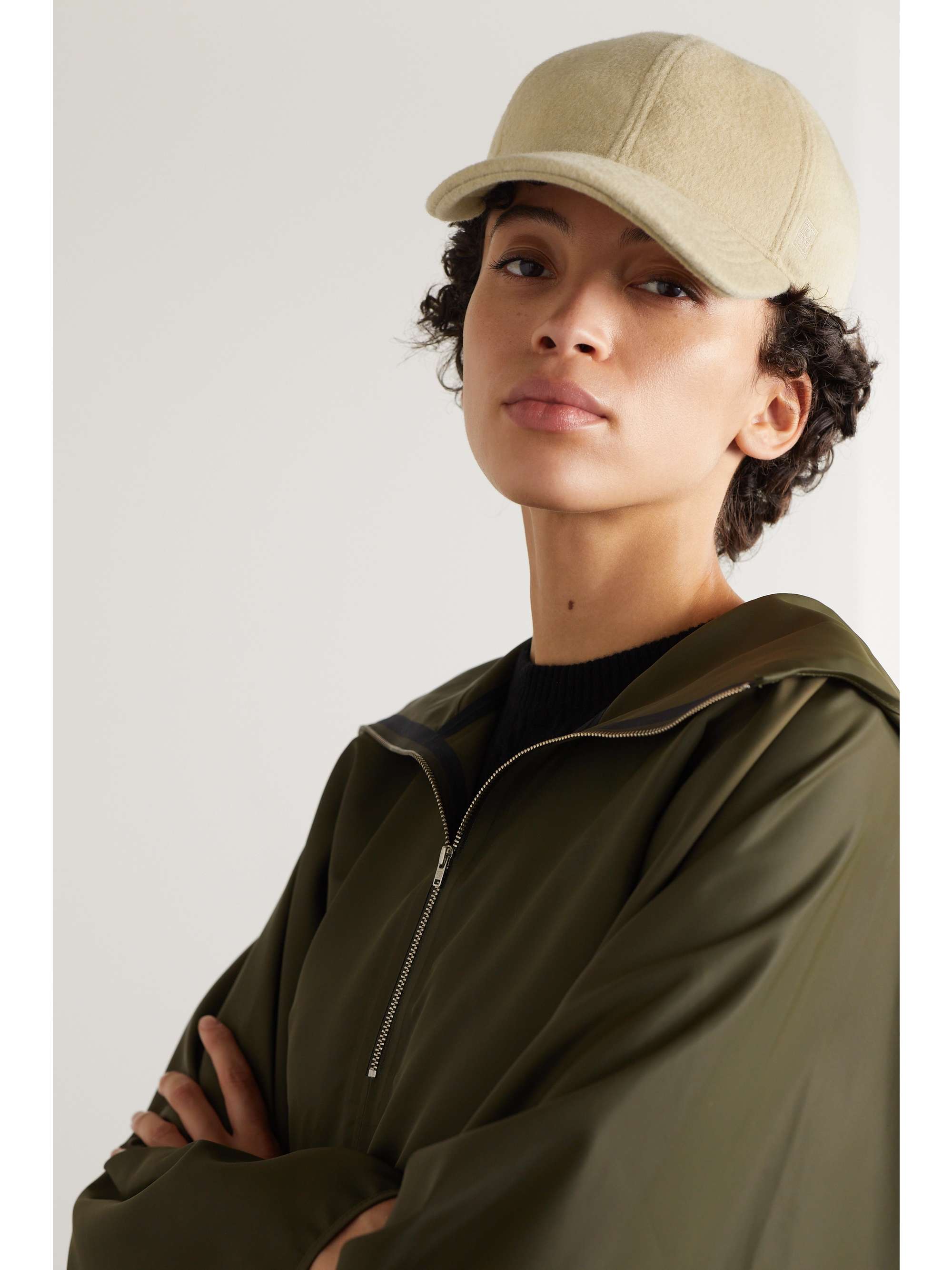 Double wool and cashmere baseball cap 