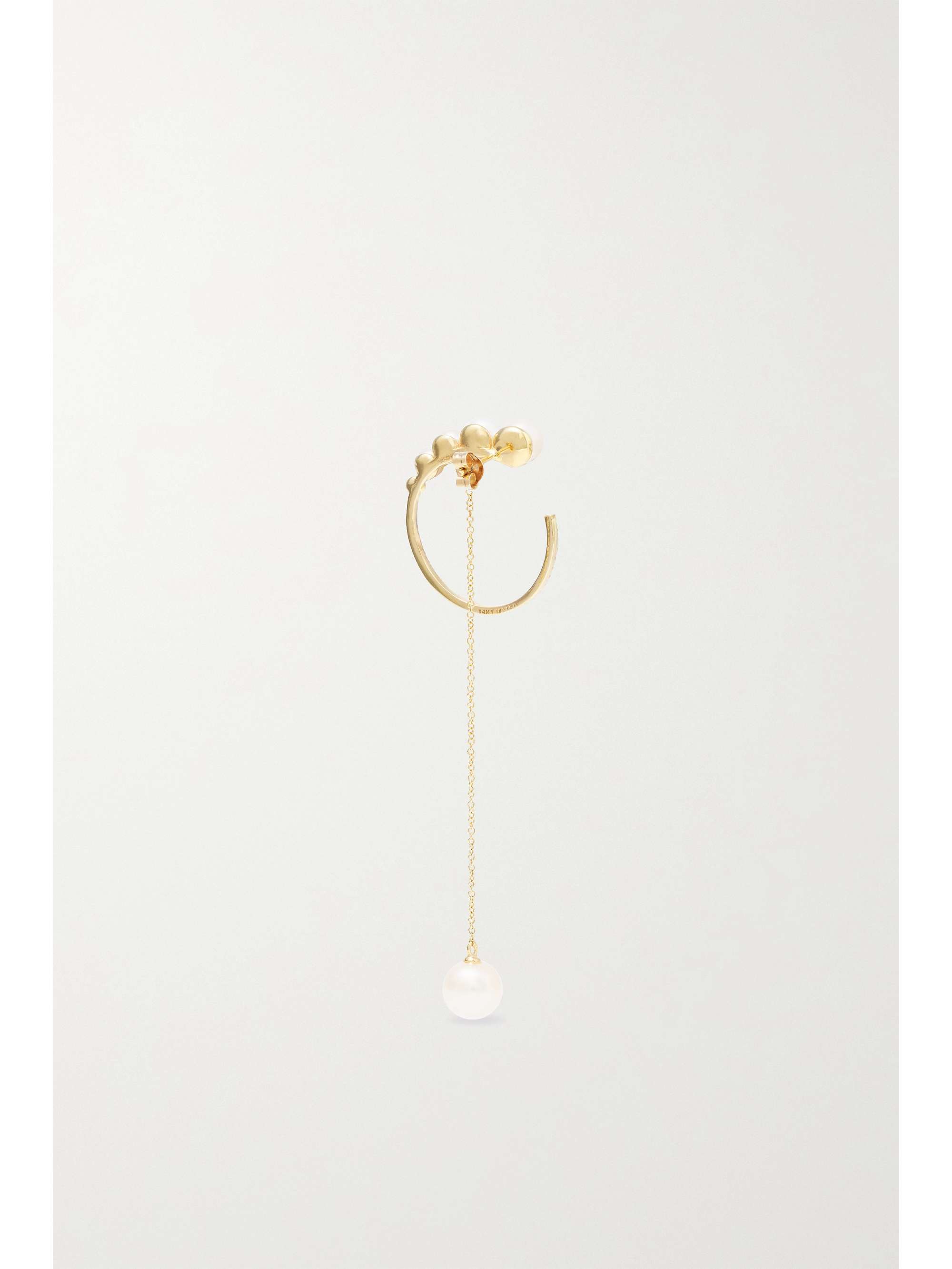 MATEO 14-karat gold, pearl and diamond earrings