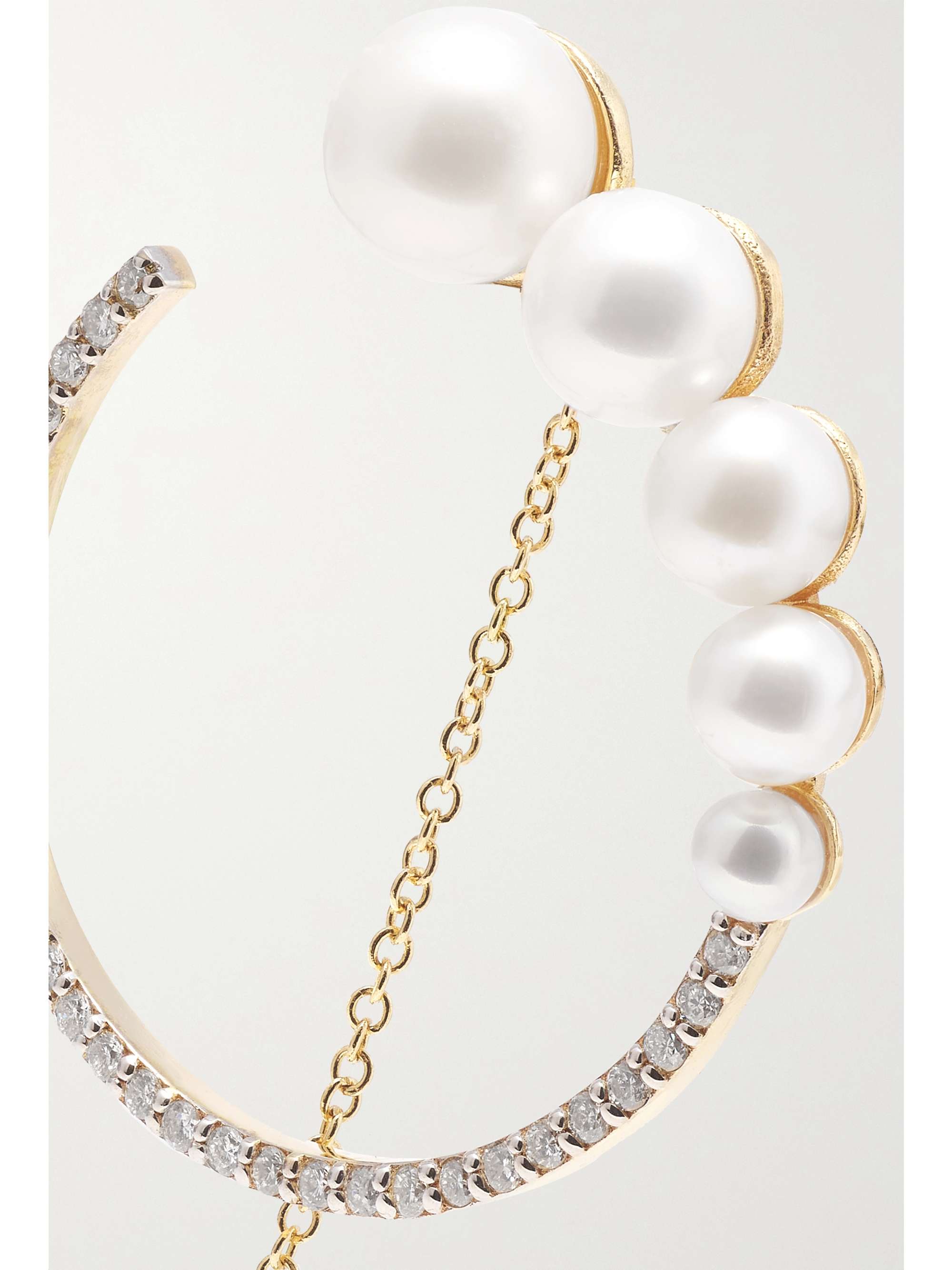 MATEO 14-karat gold, pearl and diamond earrings