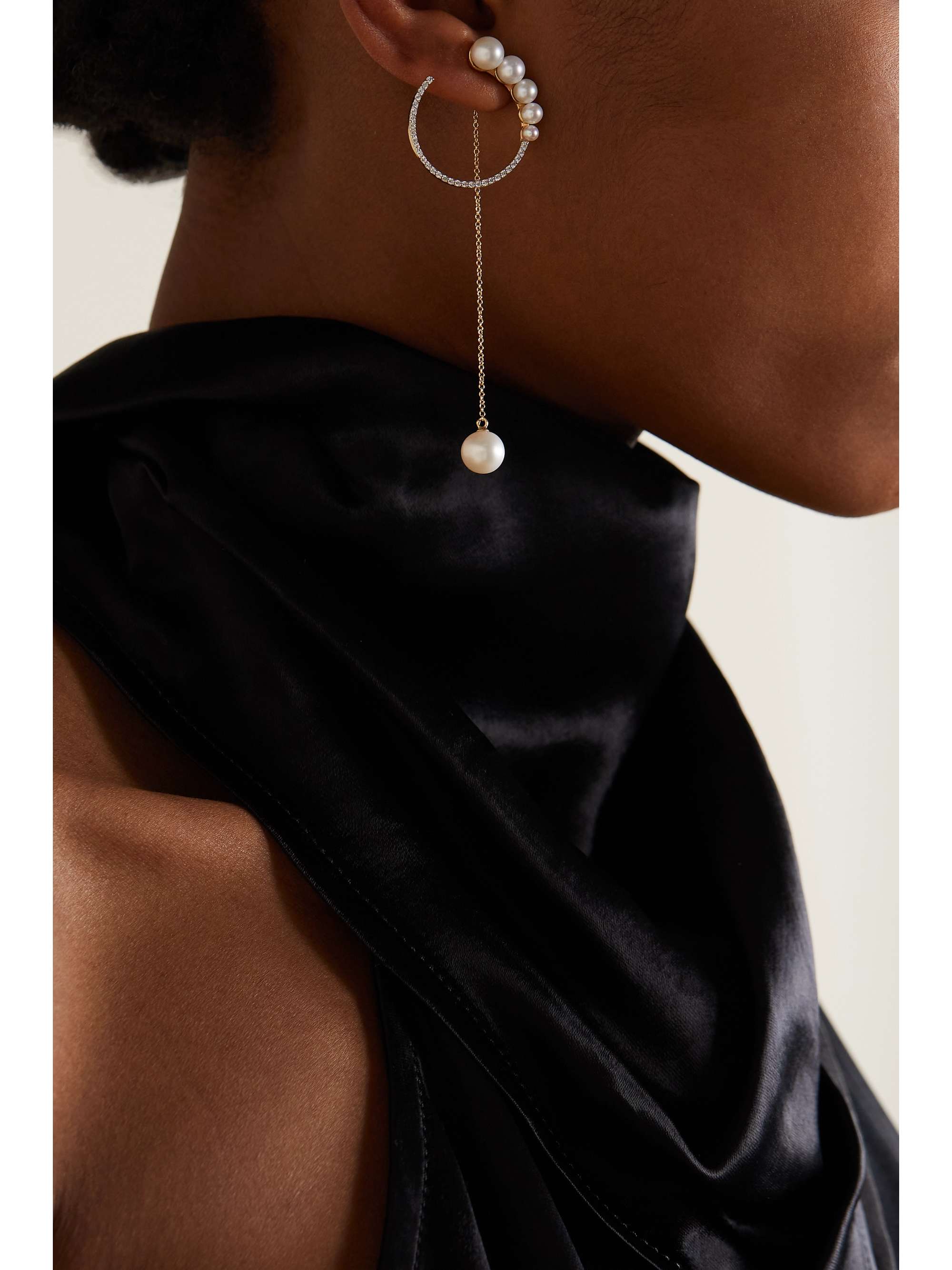 MATEO 14-karat gold, pearl and diamond earrings