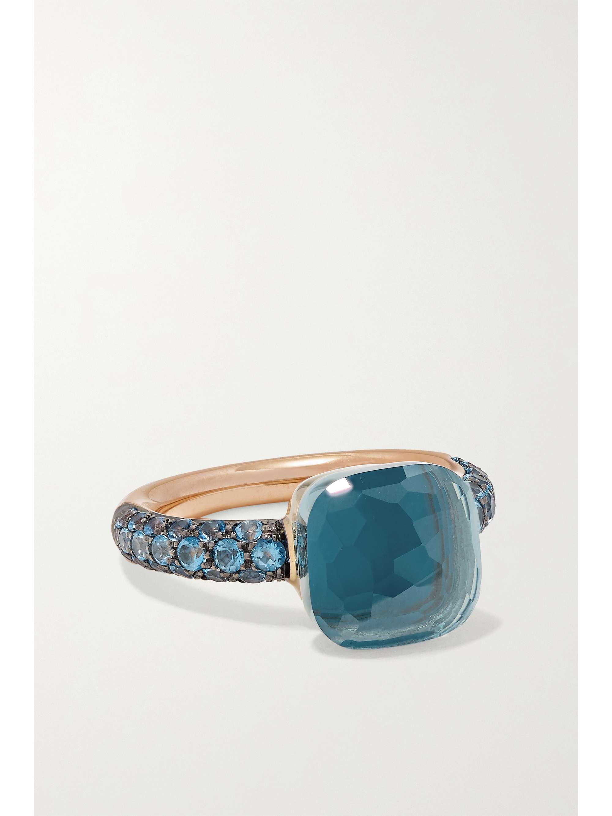POMELLATO Nudo 18-karat rose and white gold, agate and topaz ring