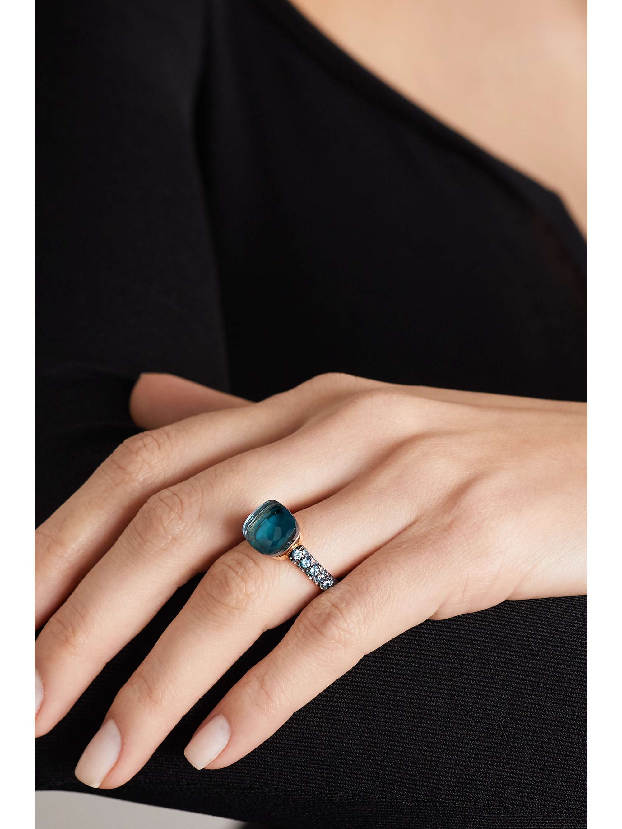 POMELLATO Nudo 18-karat rose and white gold, agate and topaz ring