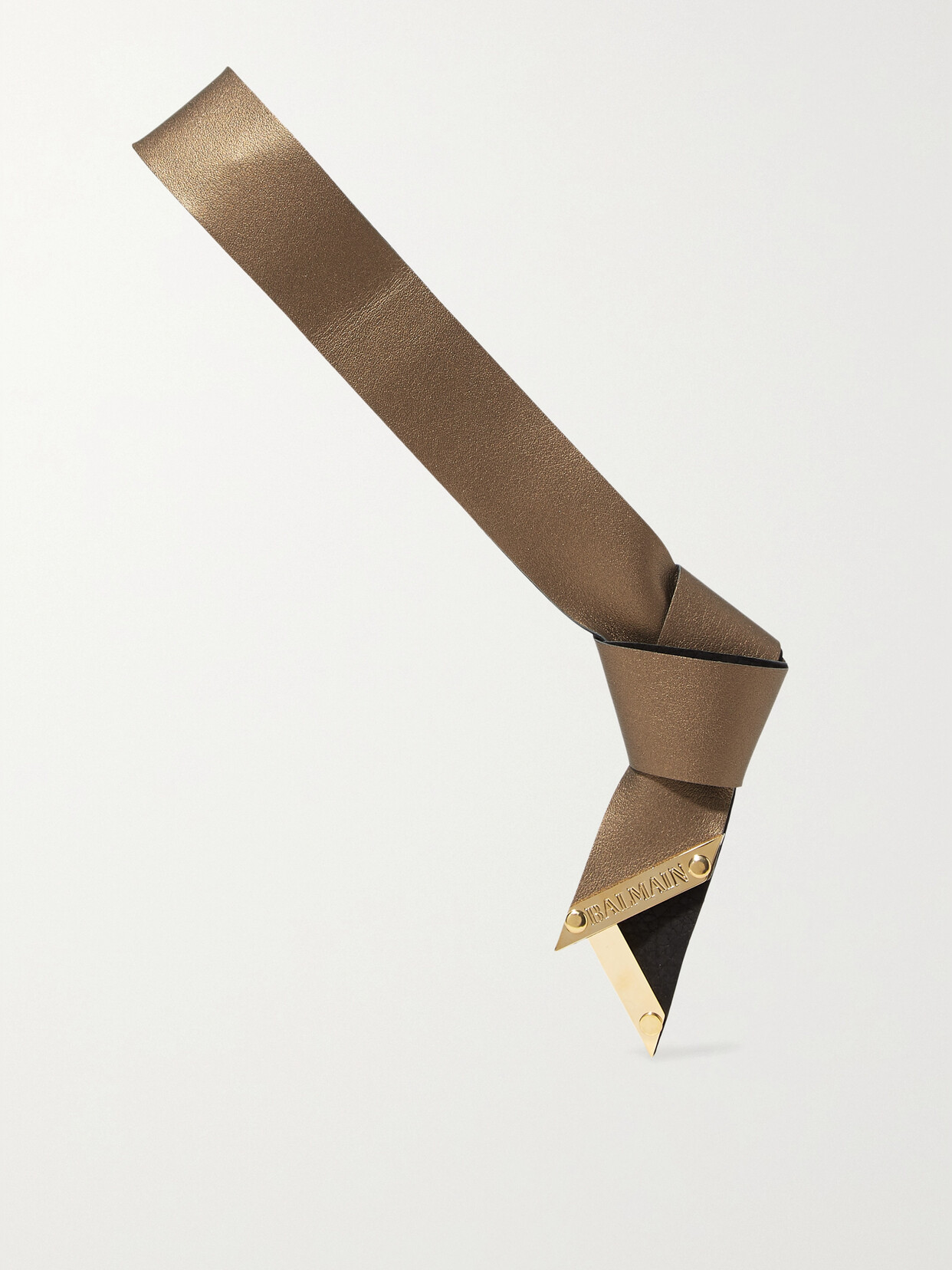 BALMAIN PARIS HAIR COUTURE - Metallic Textured-leather Headband - Bronze
