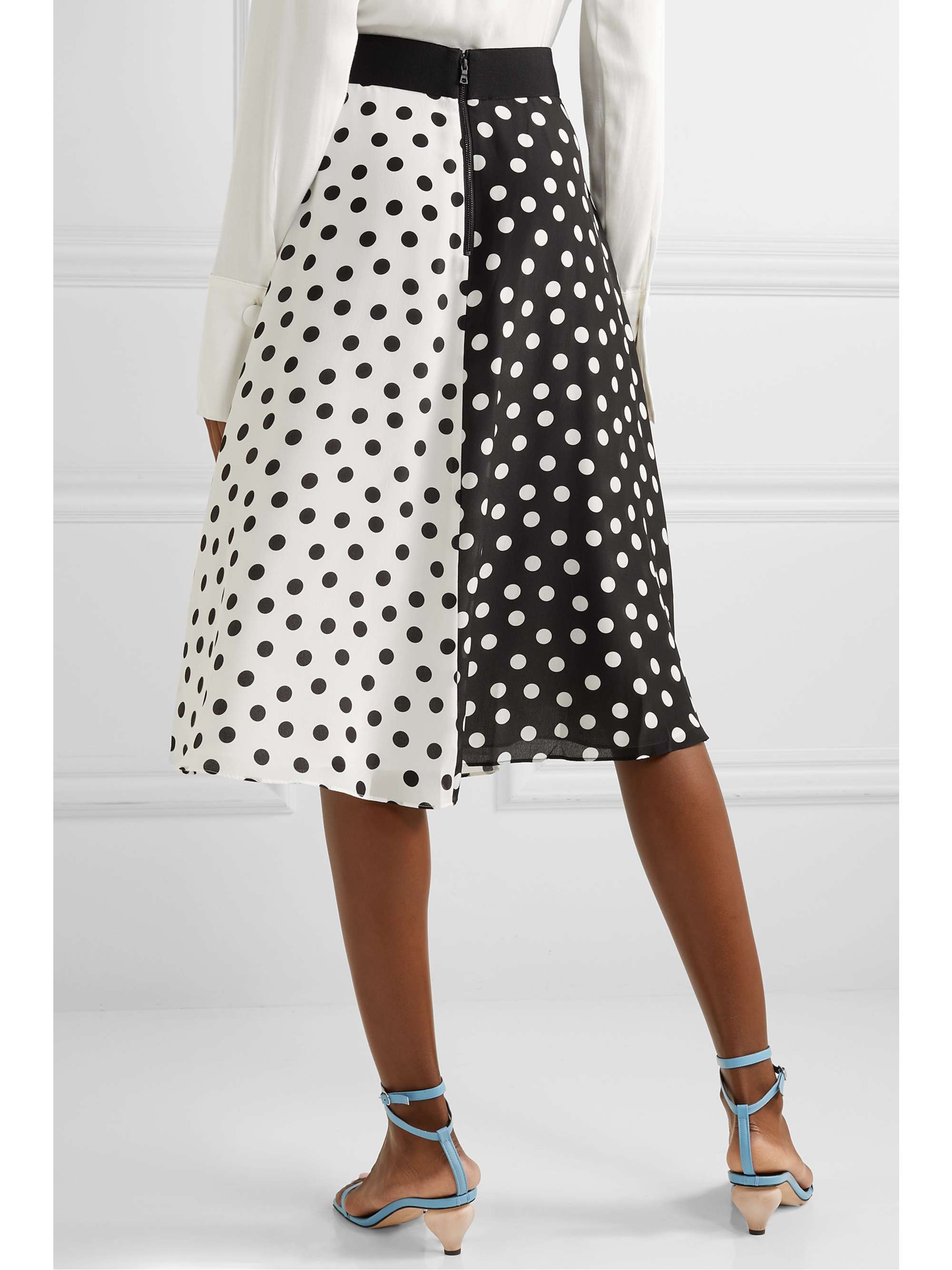 ALICE + OLIVIA Nanette wrap-effect polka-dot silk crepe de chine midi skirt