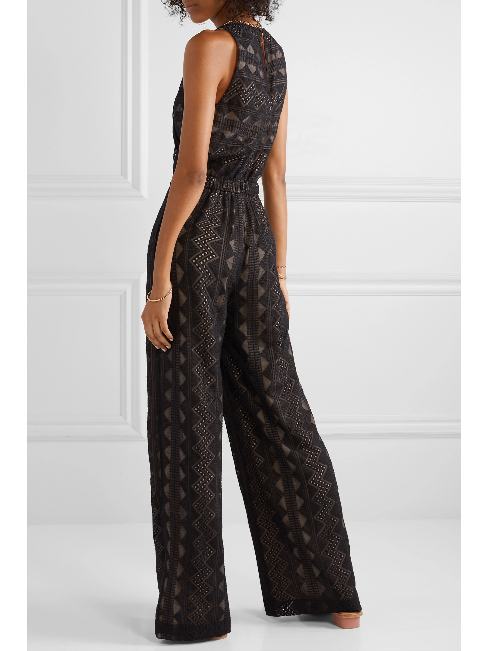 RACHEL ZOE Roxane embroidered crepon jumpsuit