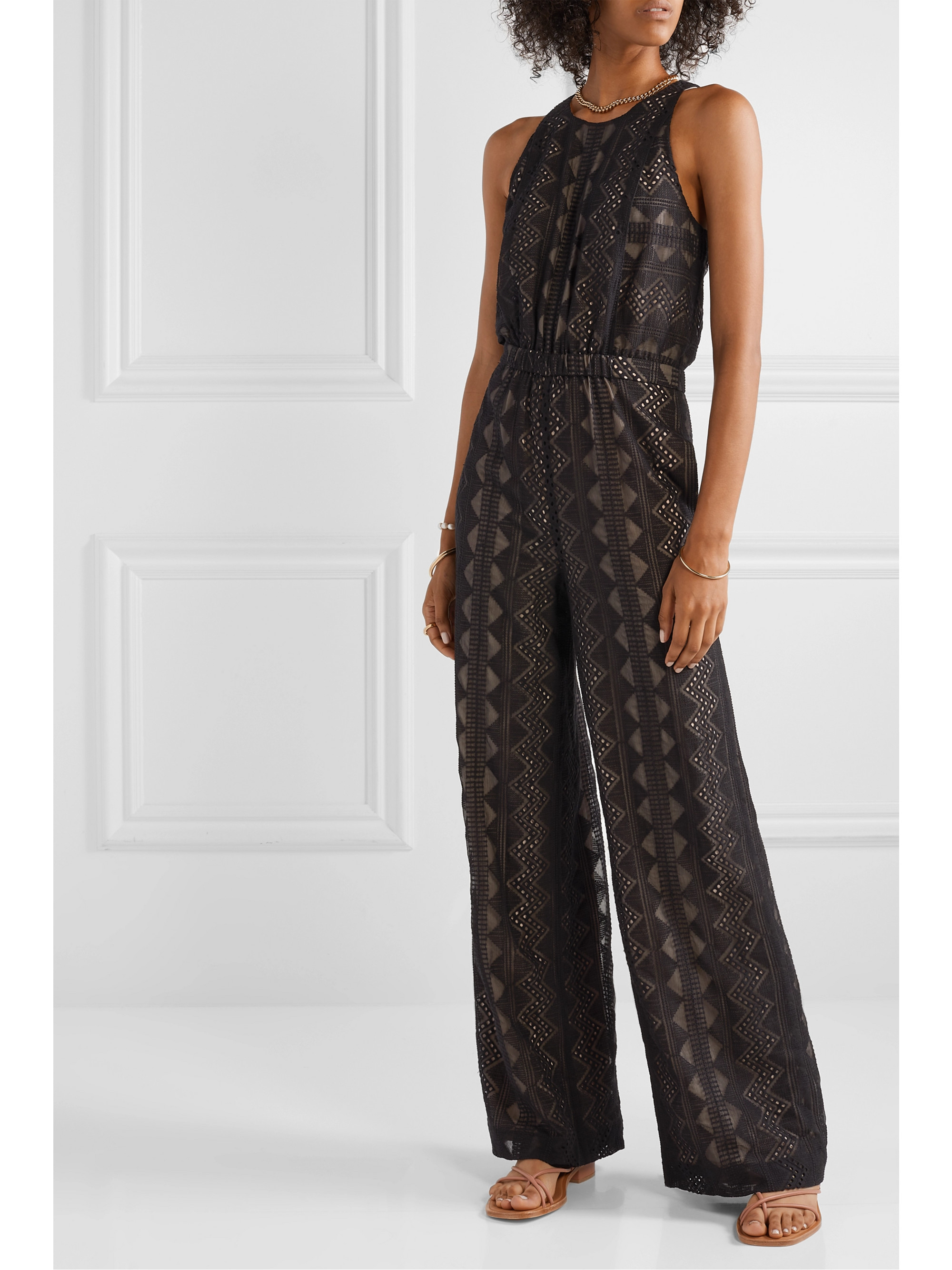 RACHEL ZOE Roxane embroidered crepon jumpsuit