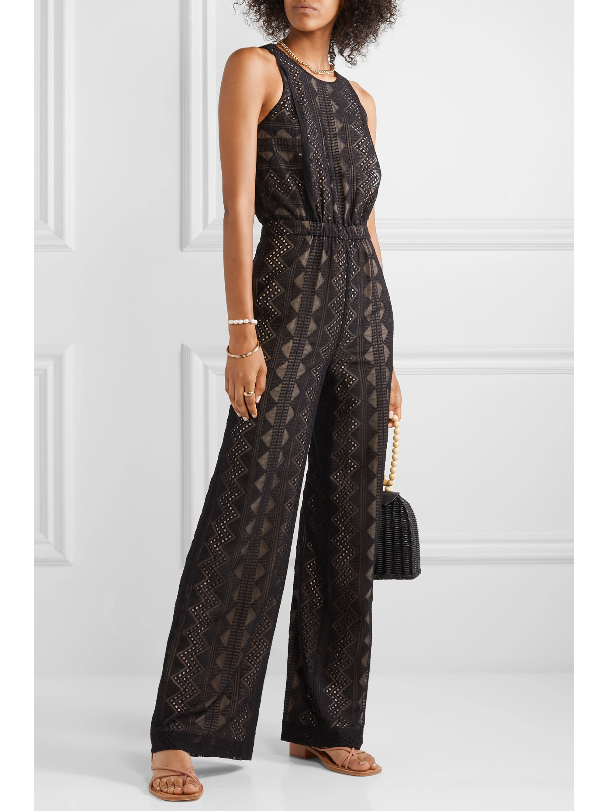 RACHEL ZOE Roxane embroidered crepon jumpsuit