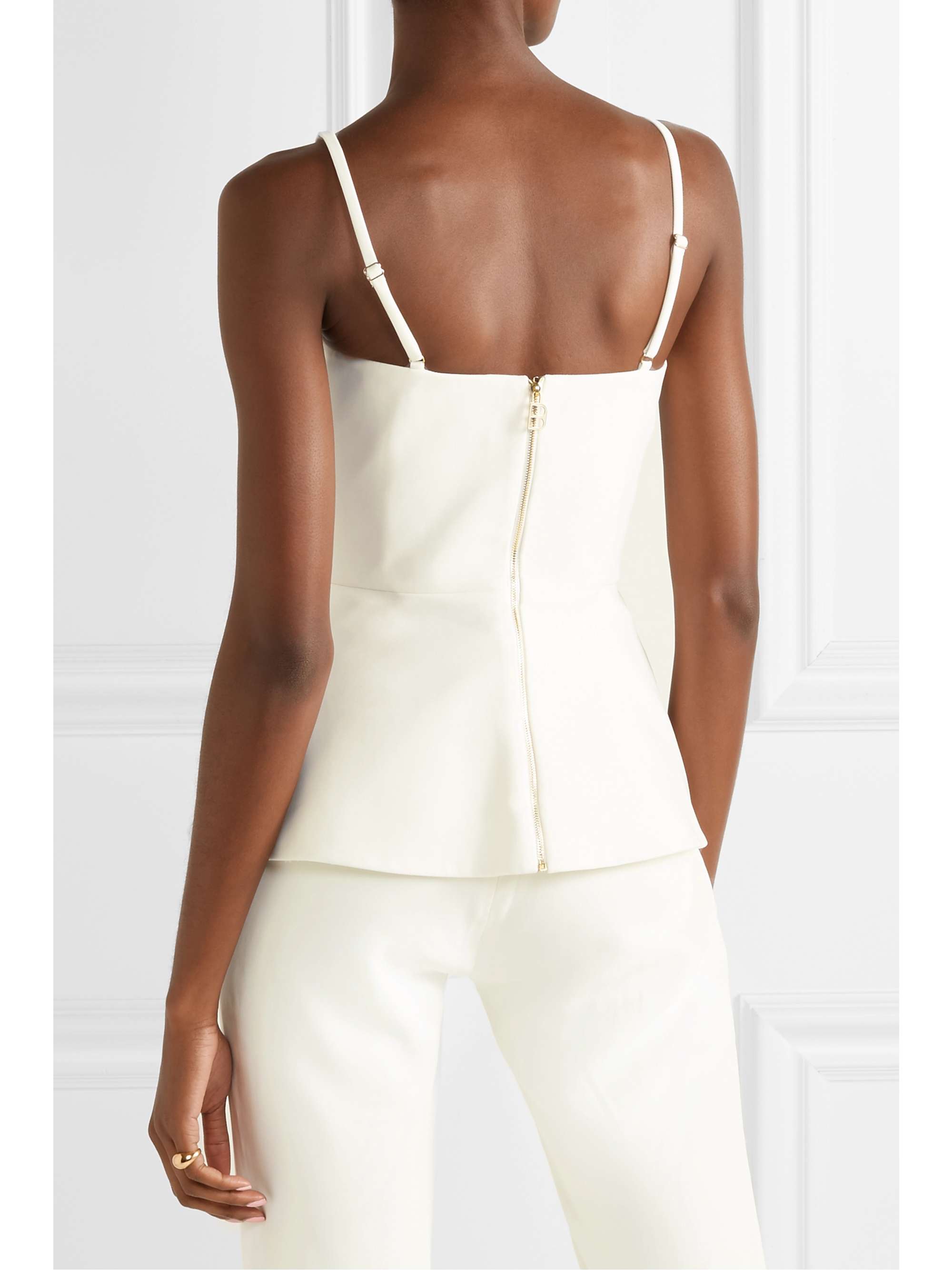 BRANDON MAXWELL Cotton-twill peplum bustier top