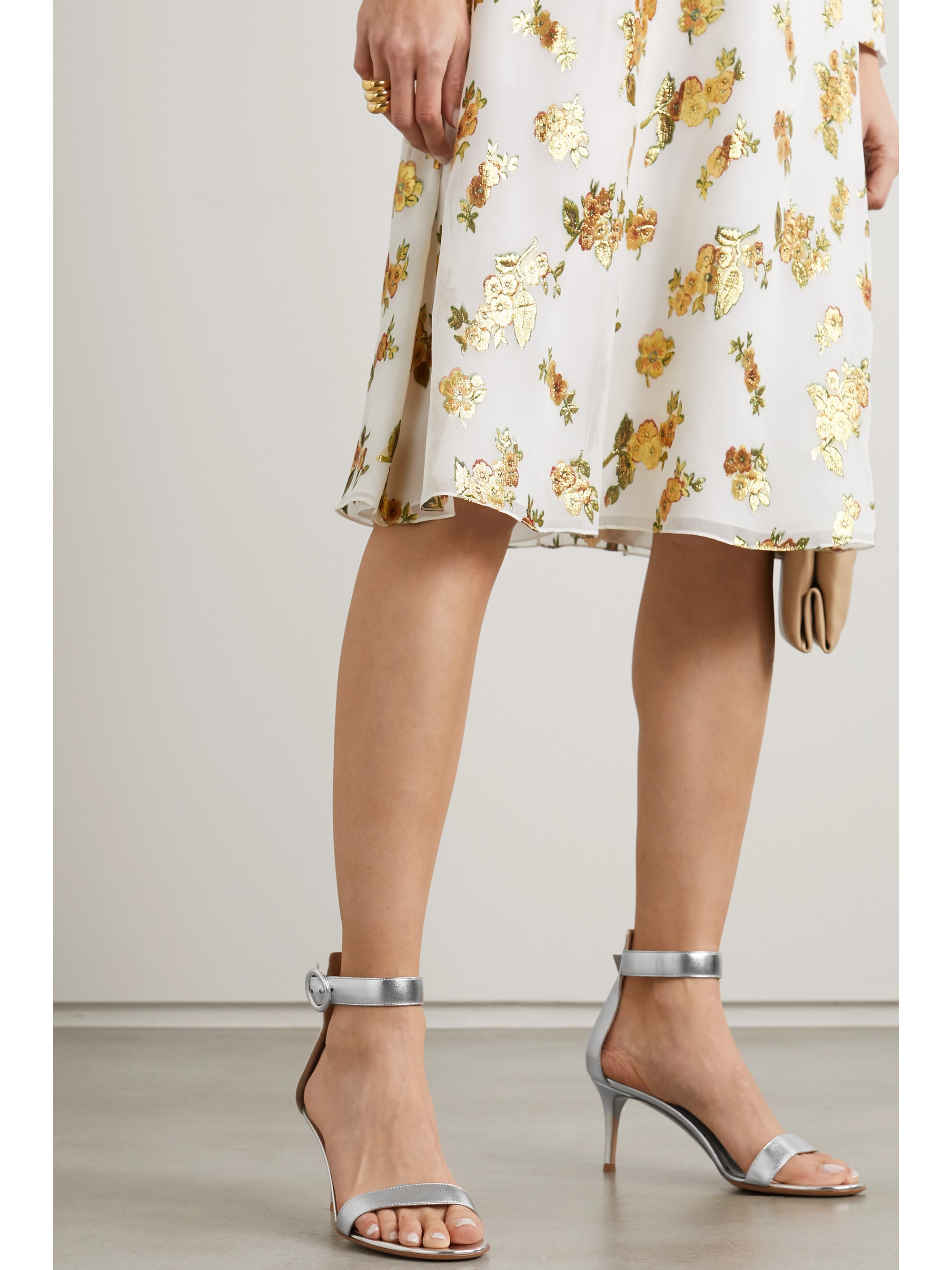 GIANVITO ROSSI Portofino 70 metallic leather sandals thumbnail