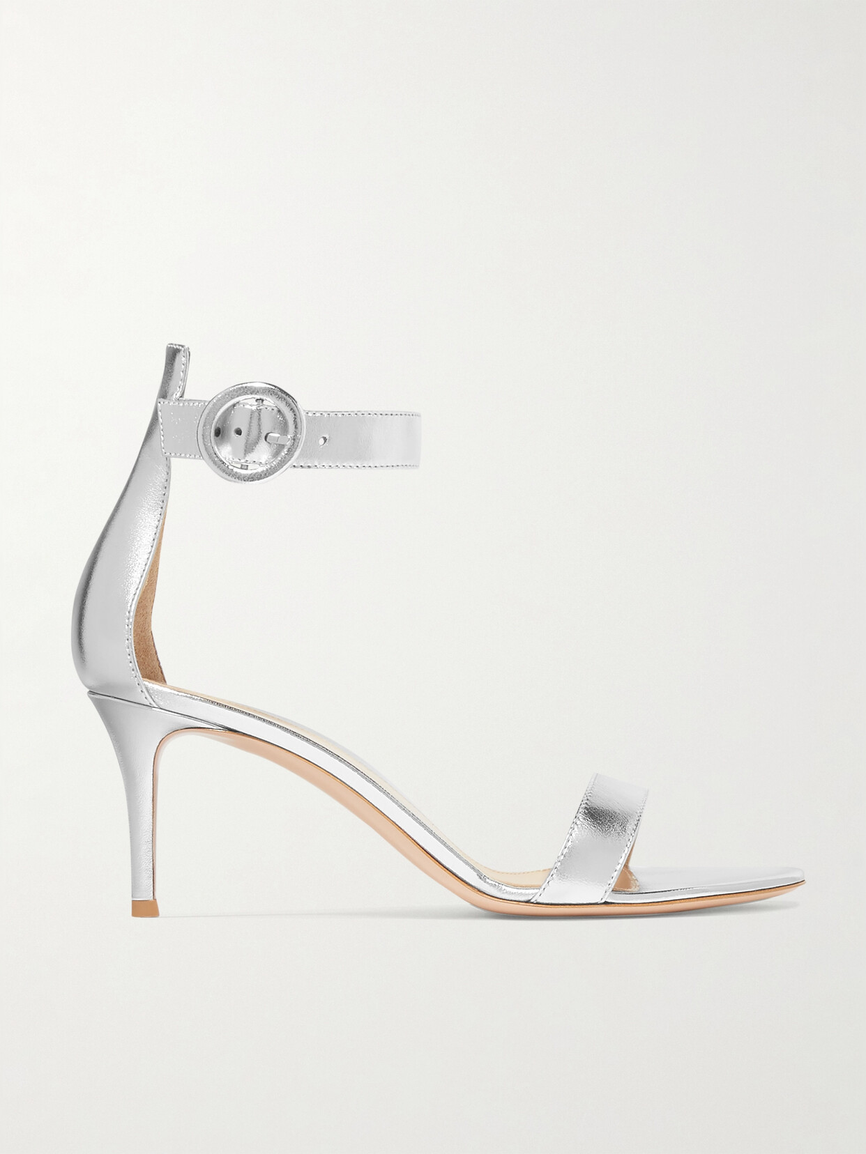 Gianvito Rossi Portofino 70 Metallic Leather Sandals In Silver