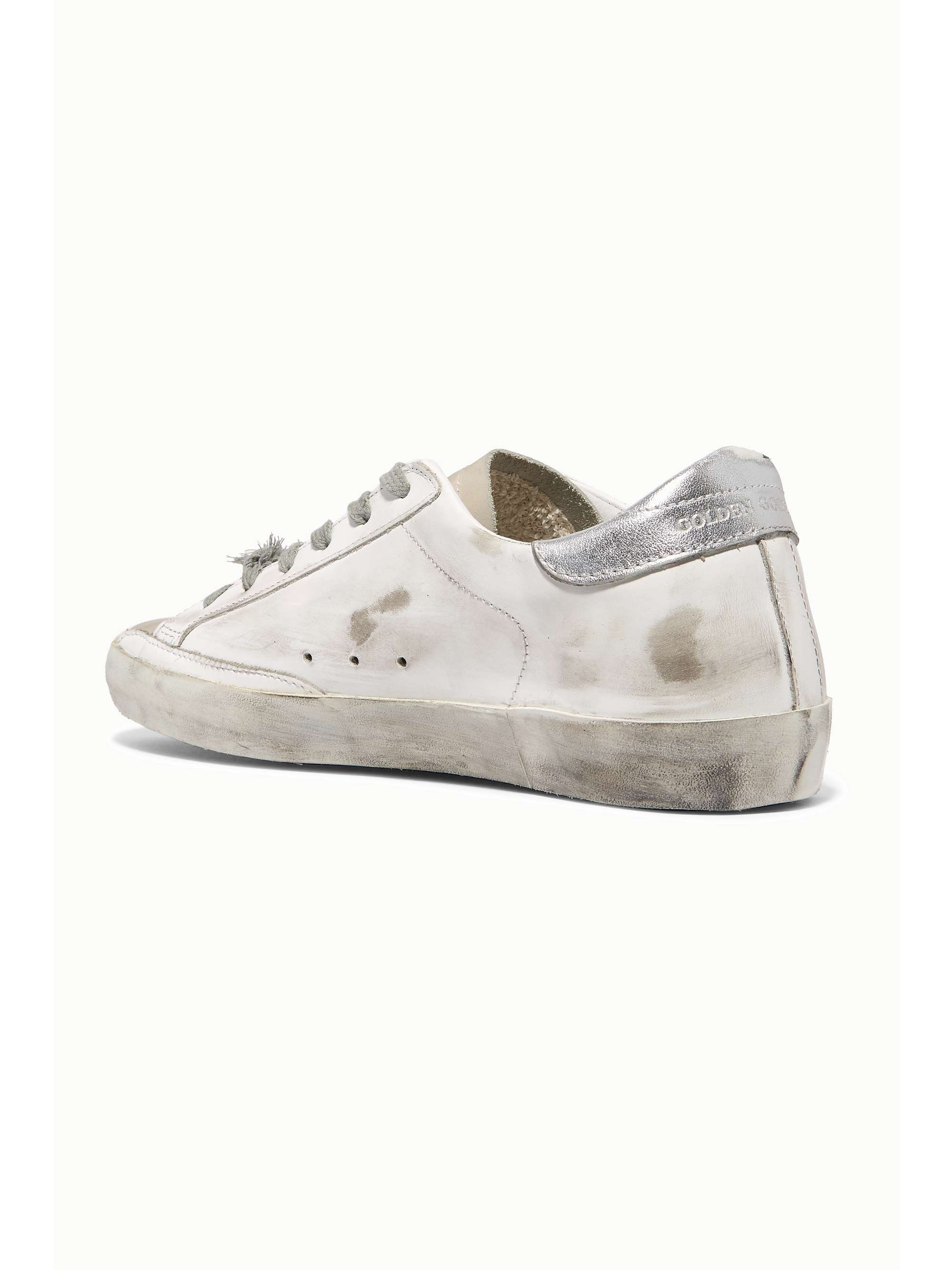GOLDEN GOOSE Superstar faux pearl-embellished distressed leather sneakers