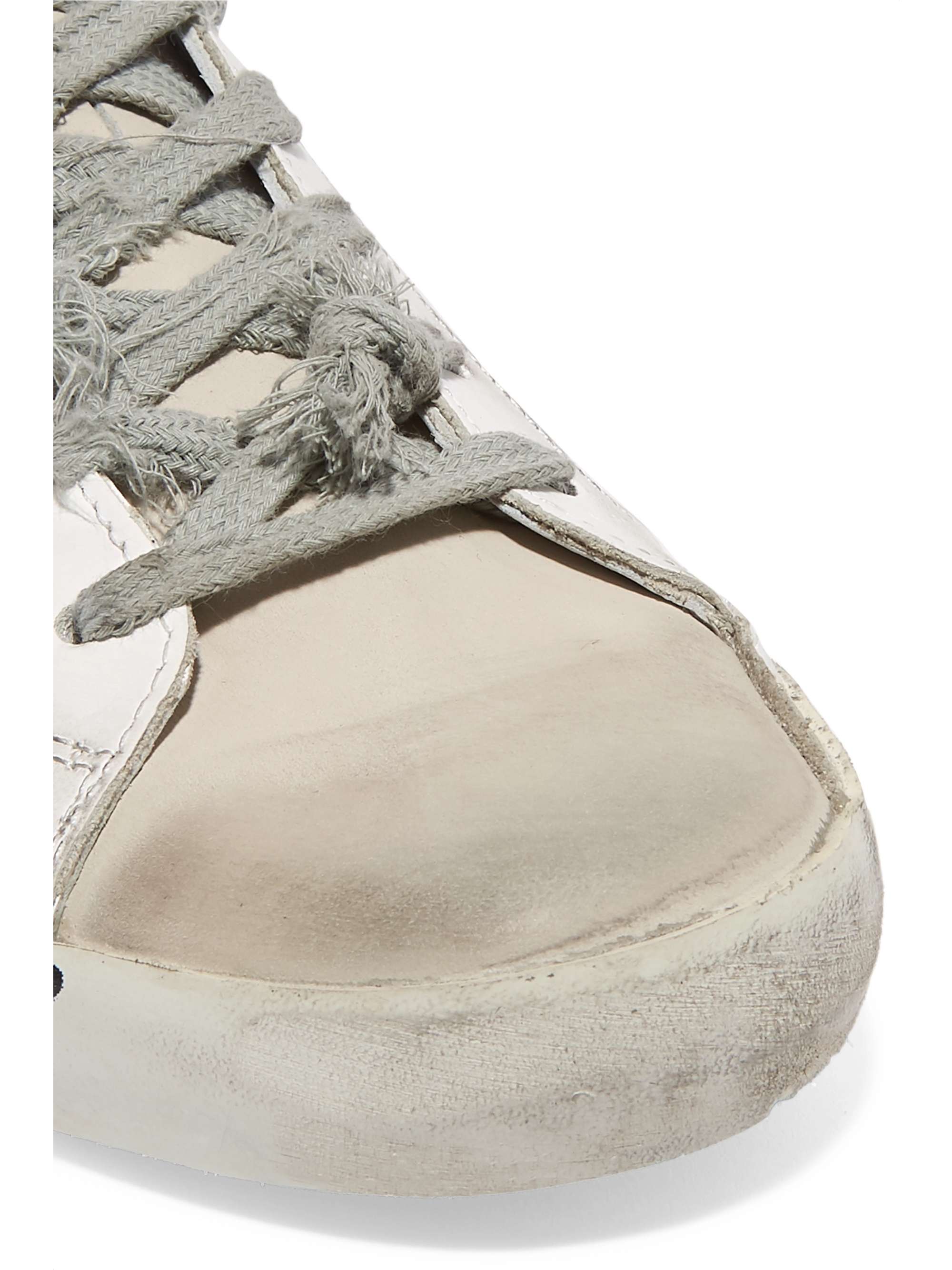 GOLDEN GOOSE Superstar faux pearl-embellished distressed leather sneakers