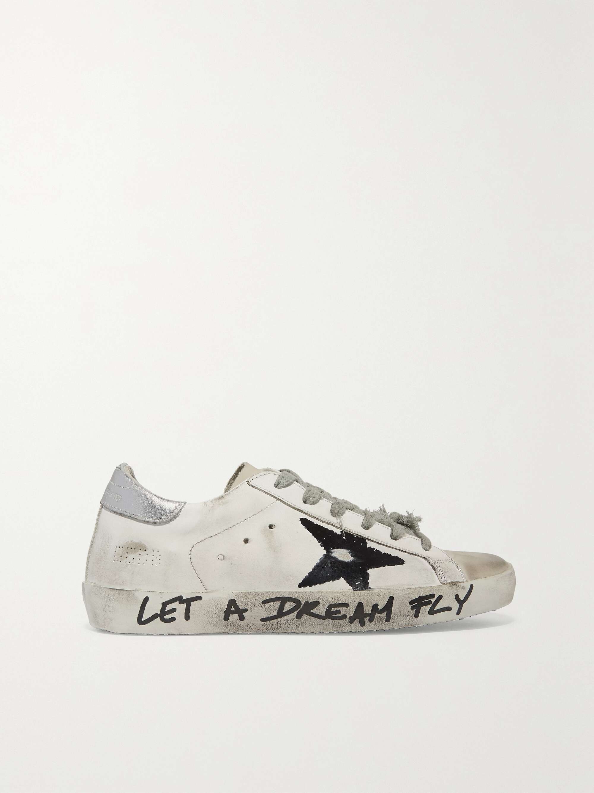 GOLDEN GOOSE Superstar distressed printed leather sneakers | NET-A-PORTER