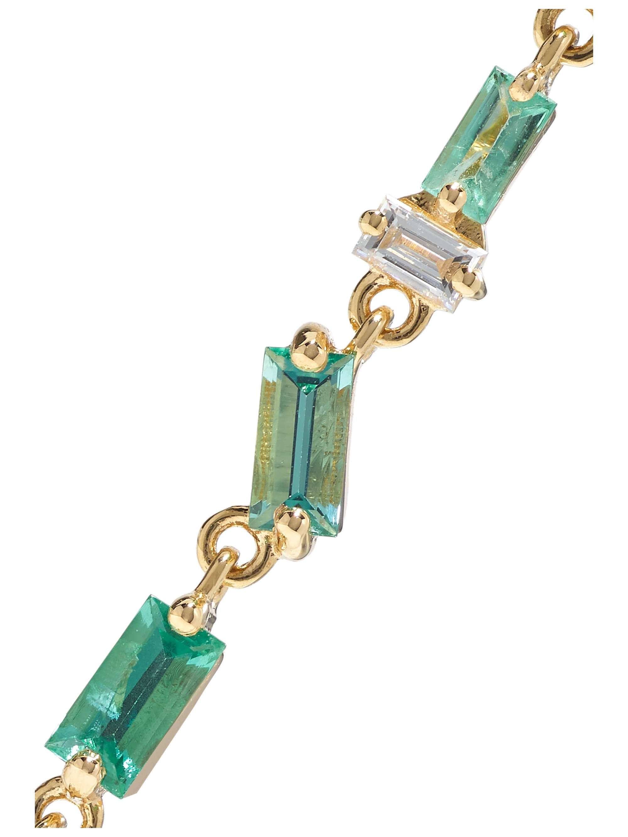 SUZANNE KALAN 18-karat gold, emerald and diamond earrings