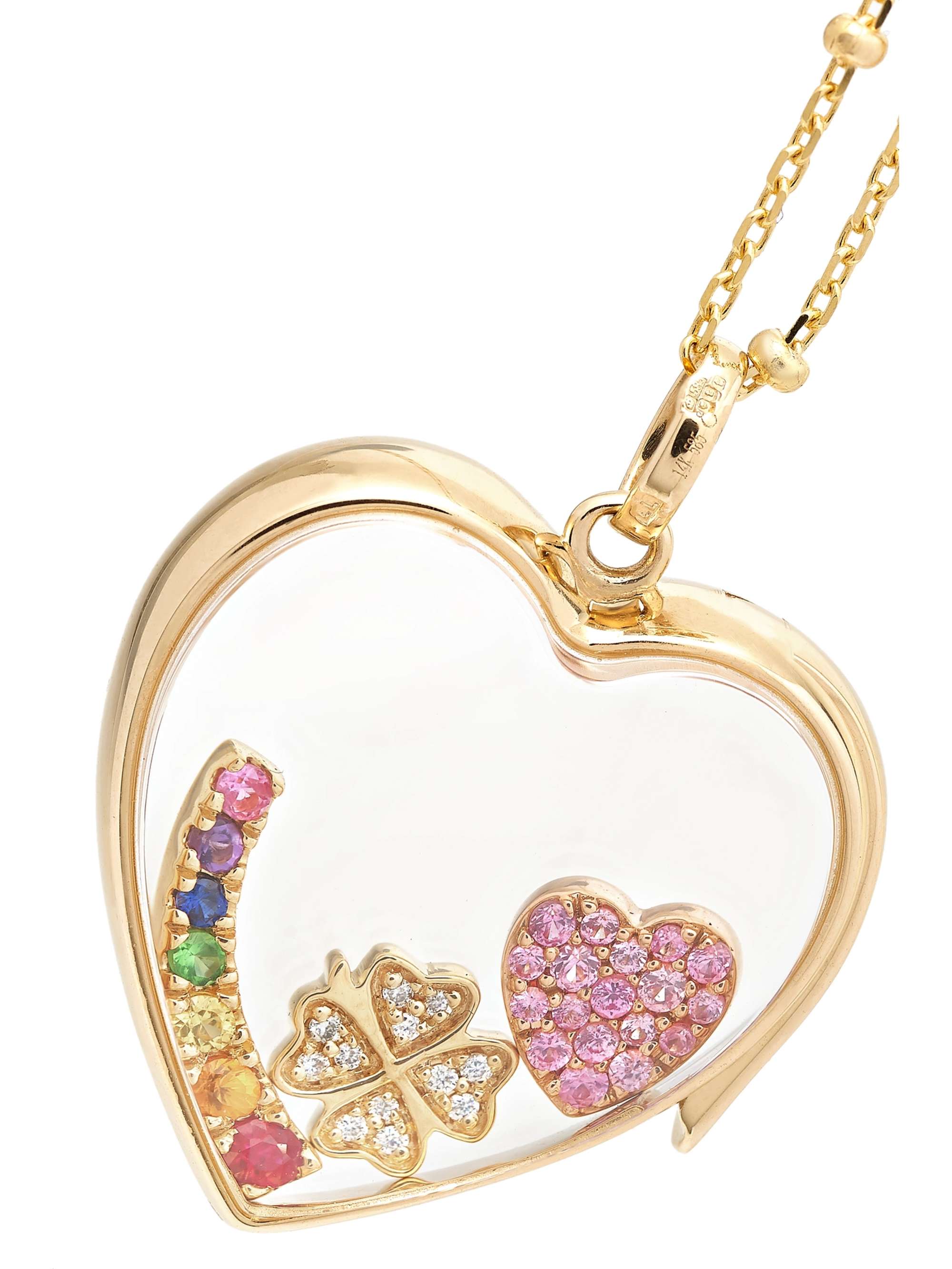 LOQUET Send a Kiss 18-karat yellow and white gold diamond and sapphire charms