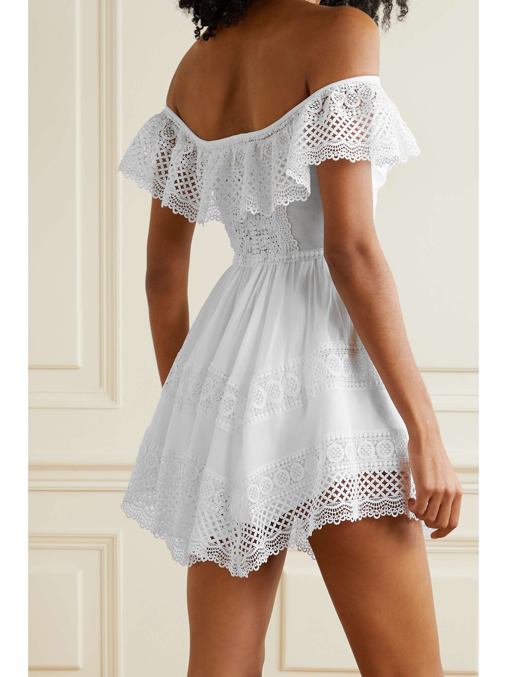 CHARO RUIZ Vaiana crocheted lace-paneled cotton-blend mini dress