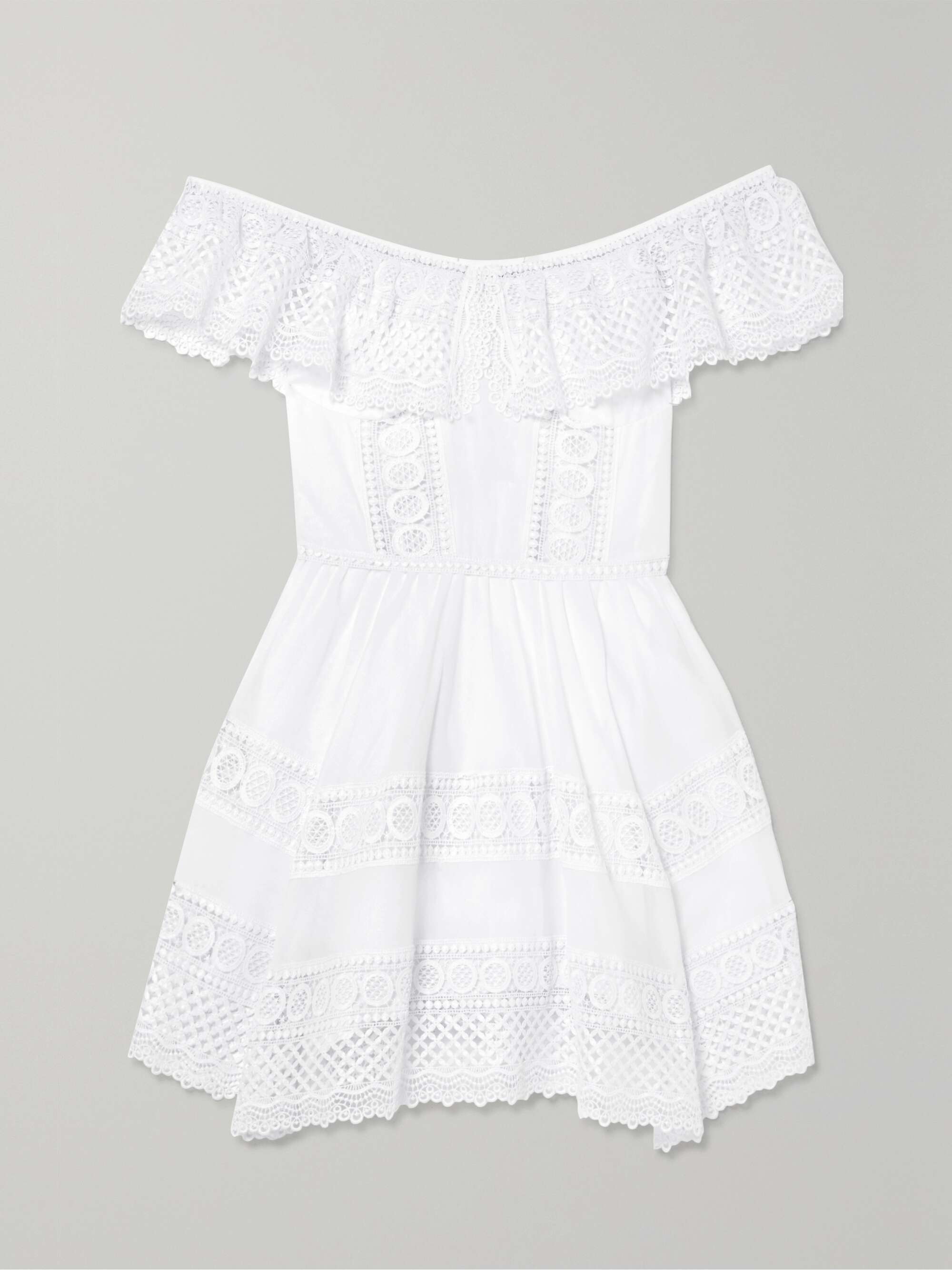 CHARO RUIZ Vaiana crocheted lace-paneled cotton-blend mini dress | NET ...