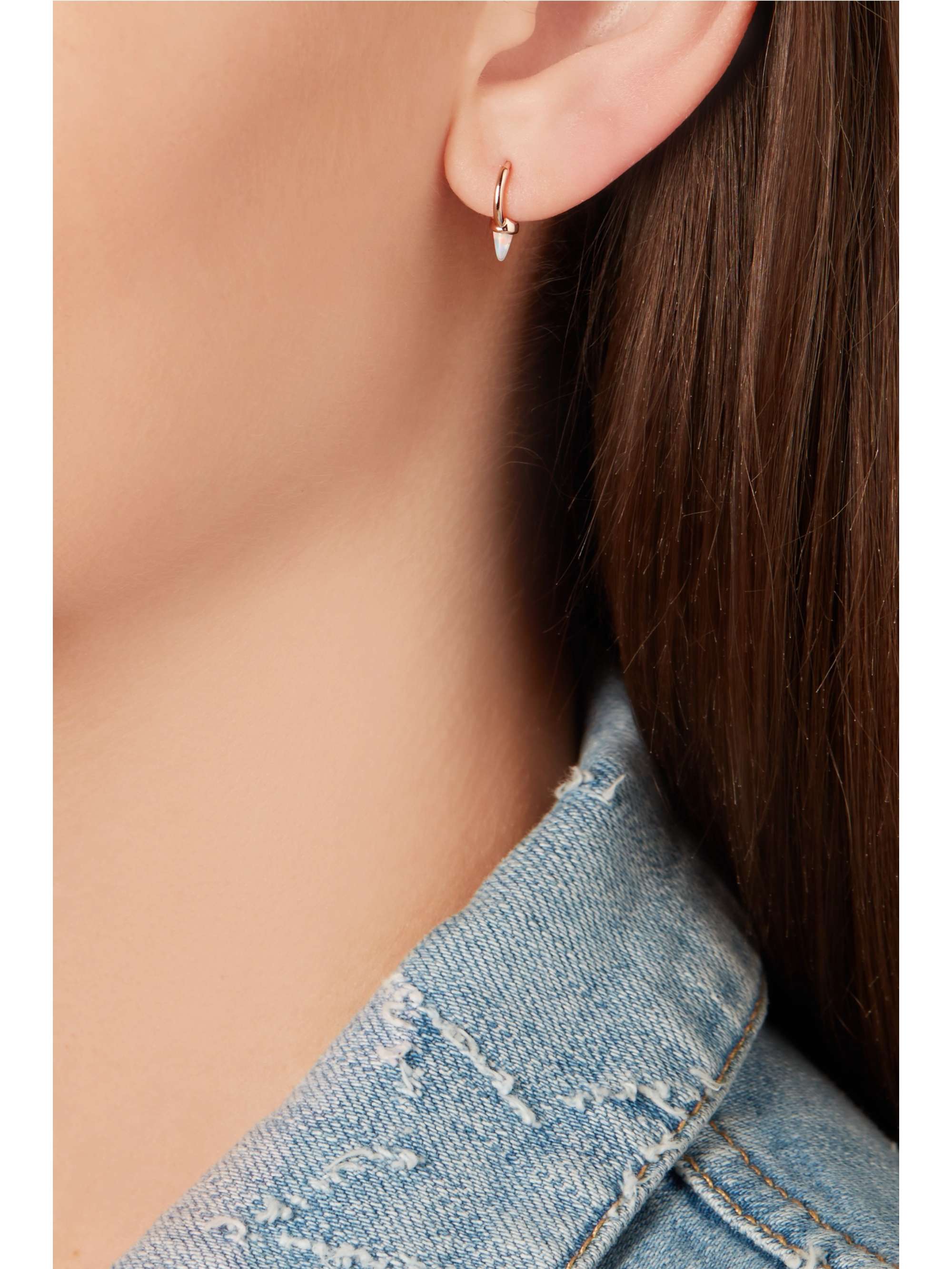 MARIA TASH 14-karat rose gold opal hoop earring