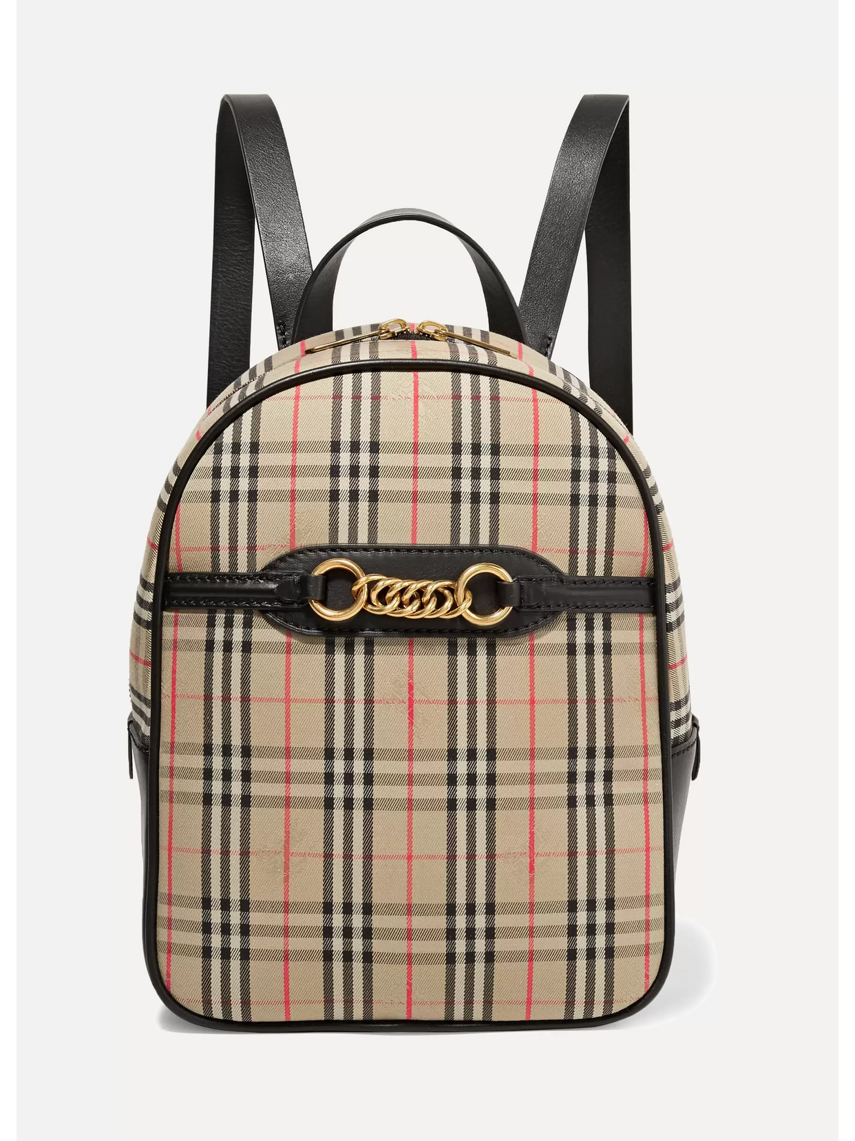 Burberry - Embellished Leather And Checked Cotton-drill Backpack - Neutrals