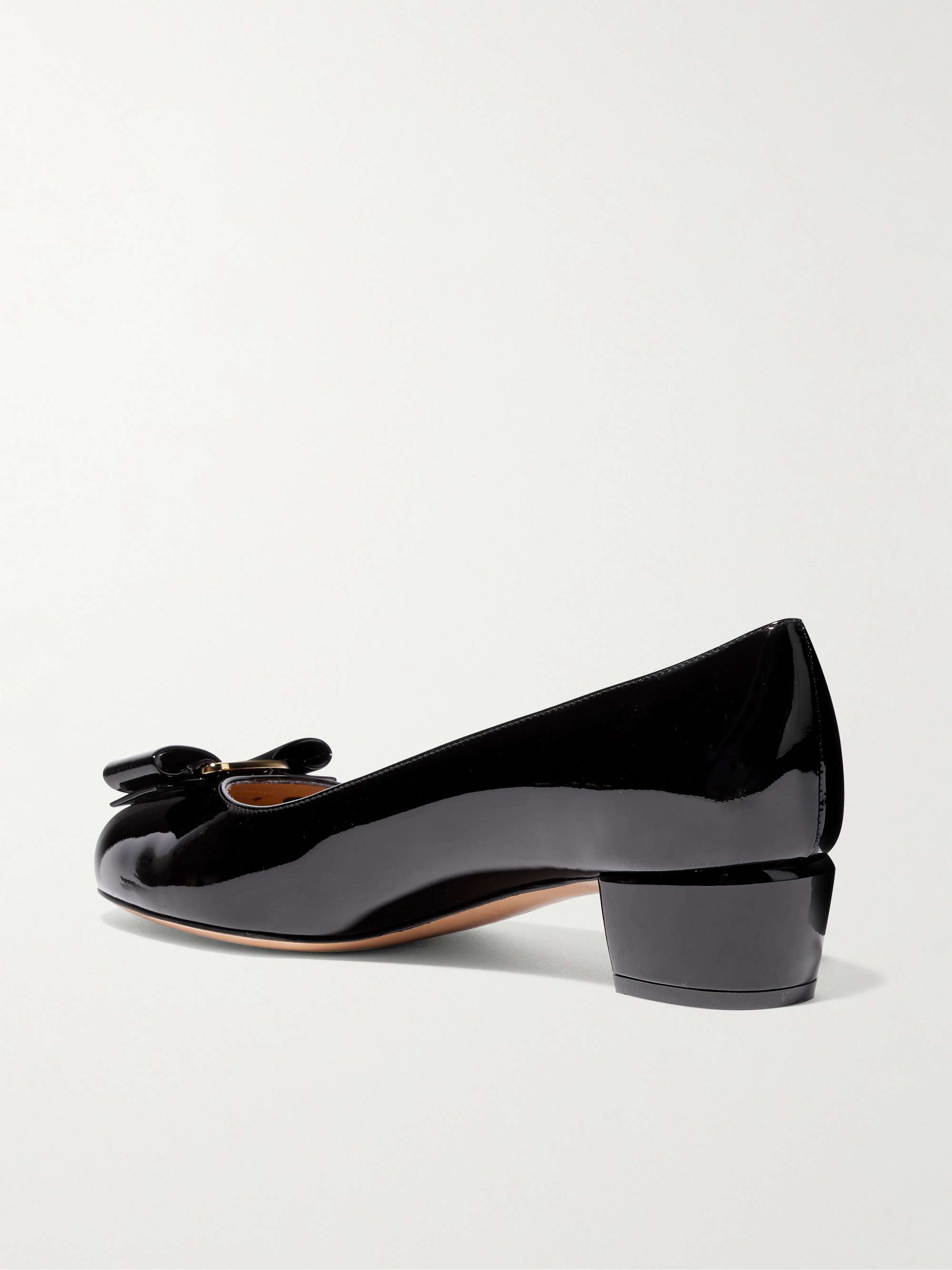 FERRAGAMO Vara bow-embellished patent-leather pumps