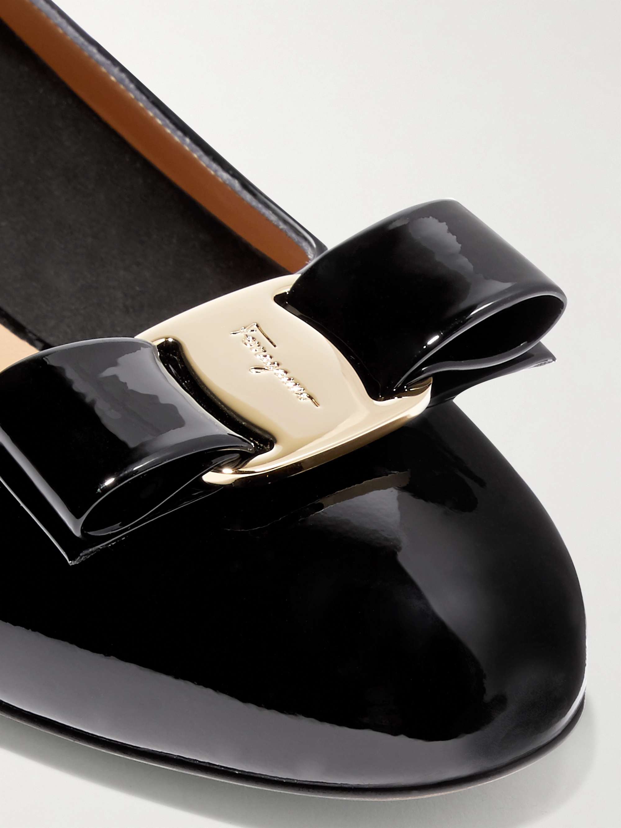 FERRAGAMO Vara bow-embellished patent-leather pumps