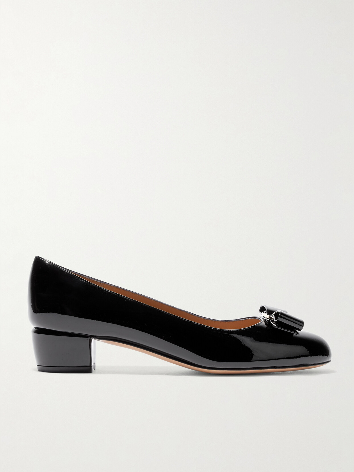 Ferragamo - Vara Bow-embellished Patent-leather Pumps - Black