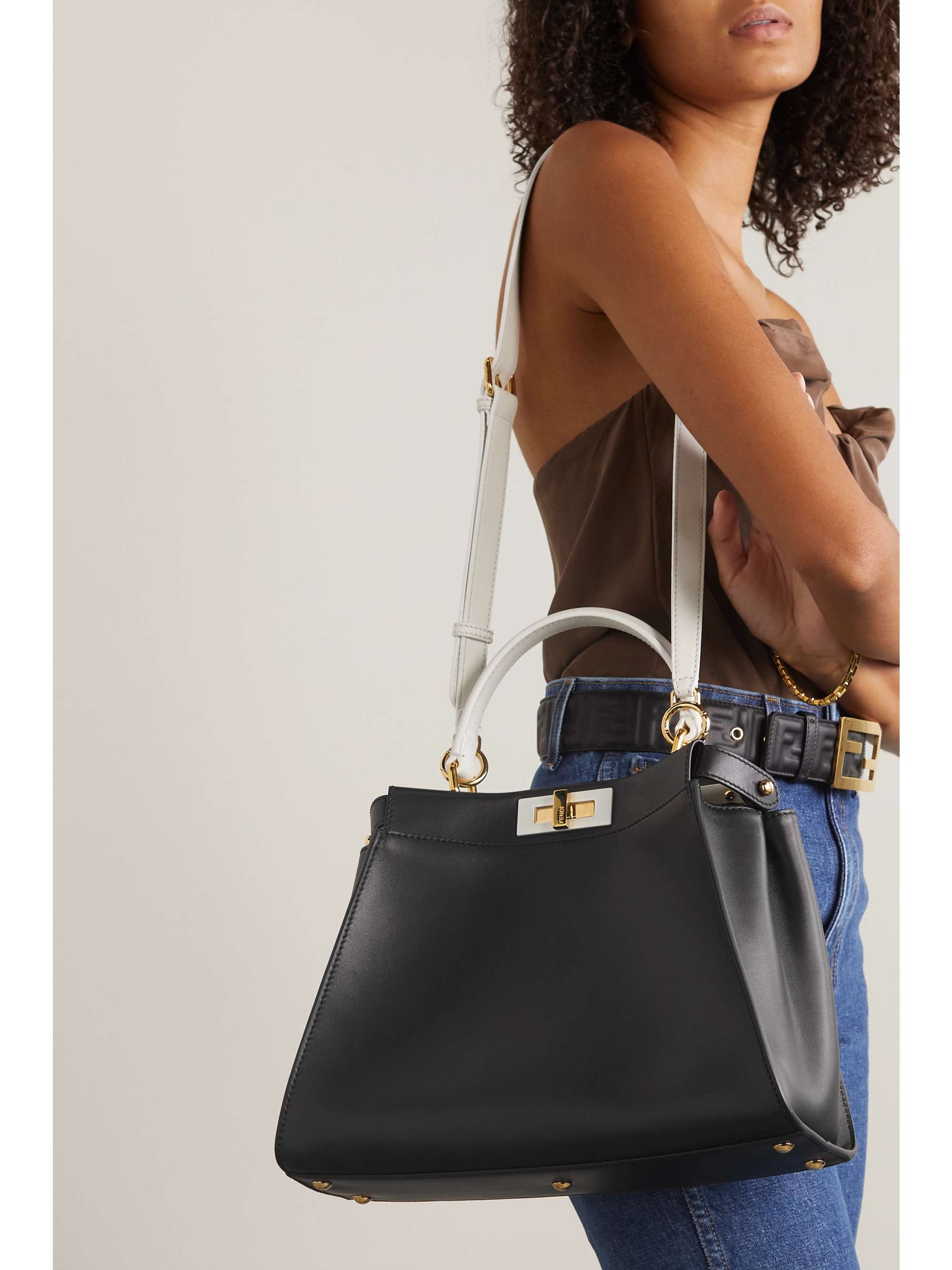 FENDI Peekaboo leather tote