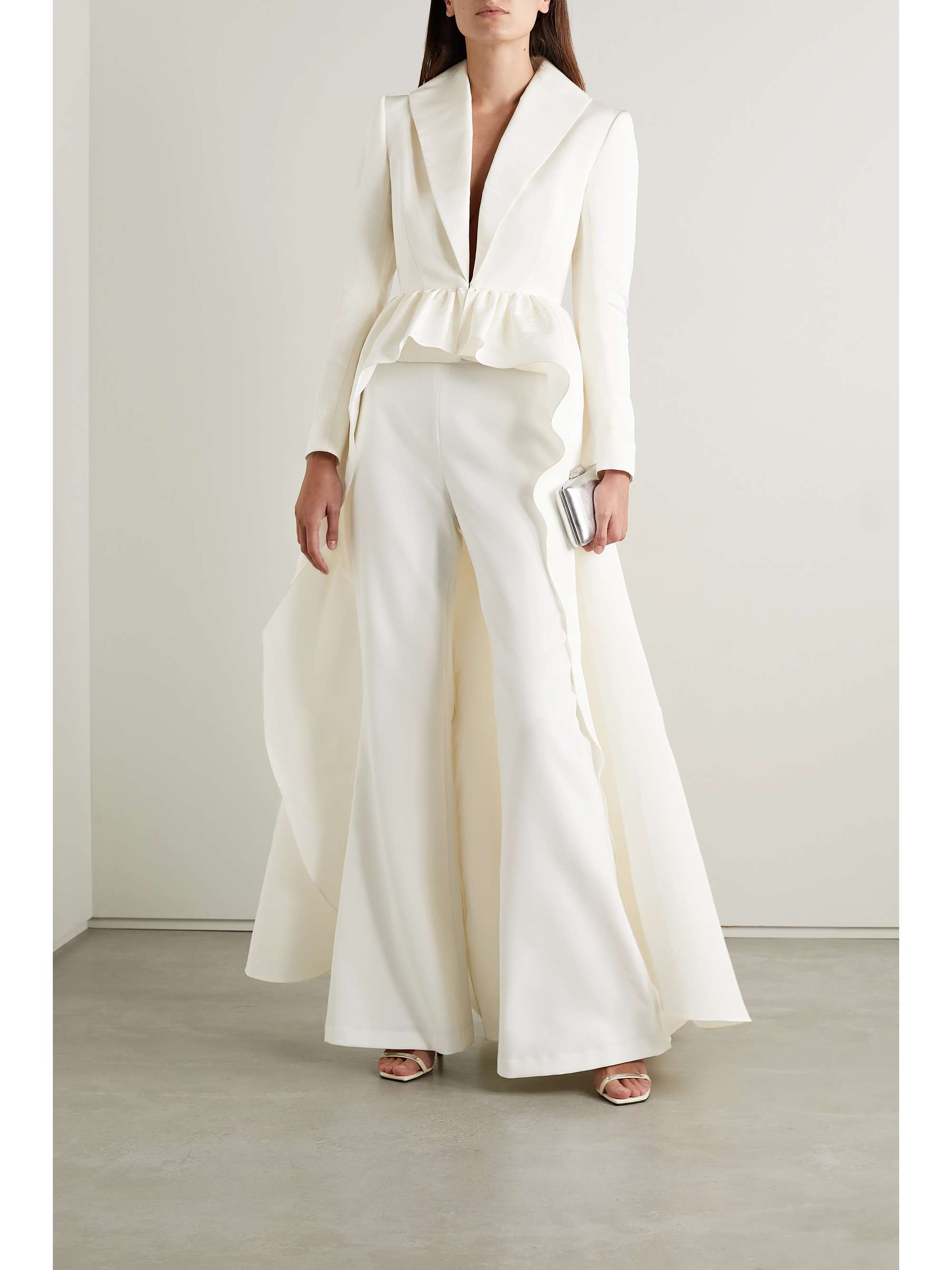 BRANDON MAXWELL Silk-faille peplum jacket