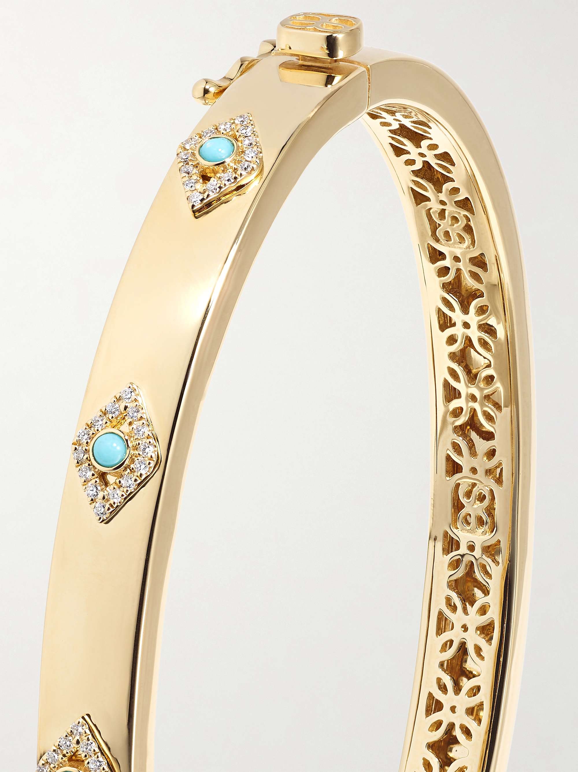 SYDNEY EVAN 14-karat gold, diamond and turquoise bangle