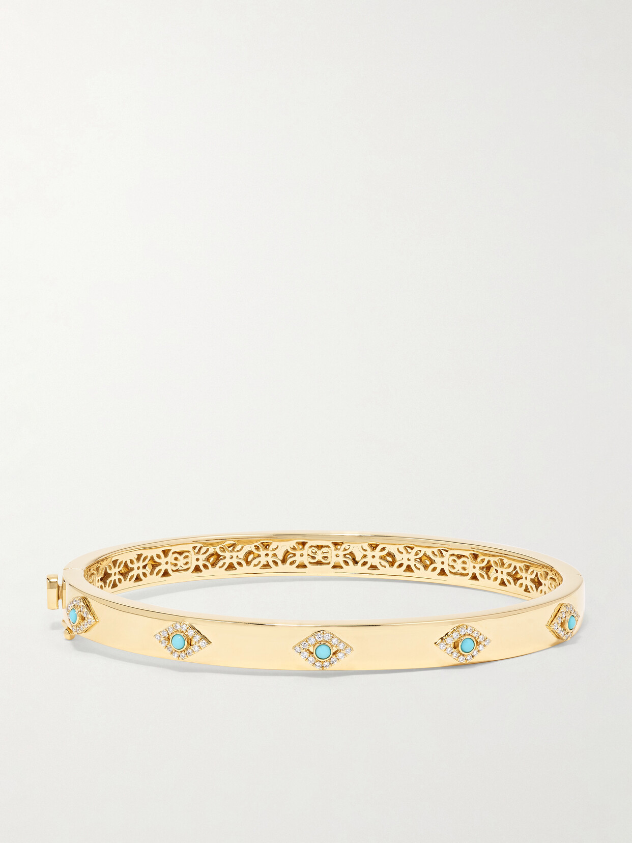 Sydney Evan - 14-karat Gold, Diamond And Turquoise Bangle - One size